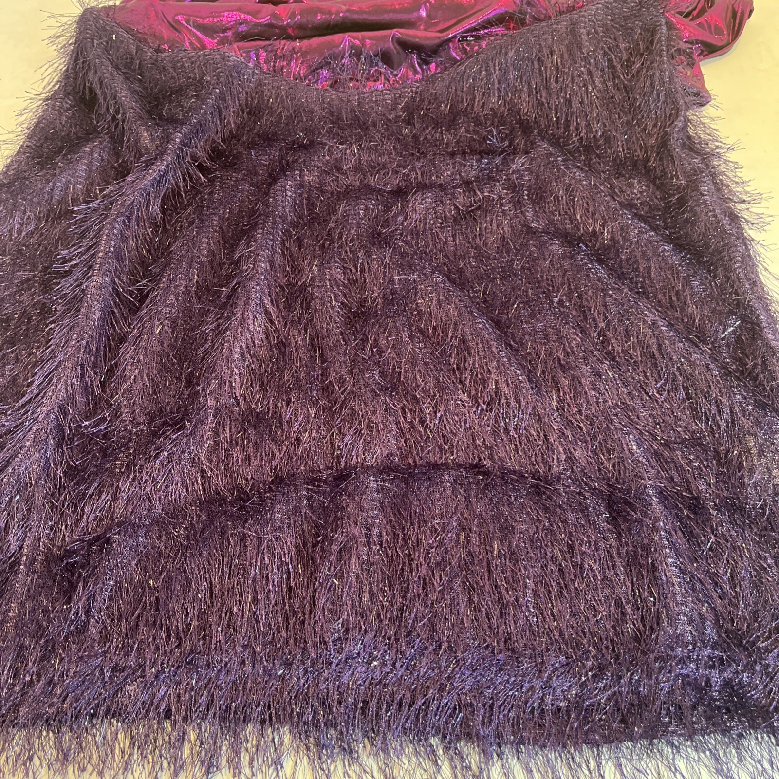 Women’s Purple One Shoulder Large Sheath Disco Dress Fringe Skirt