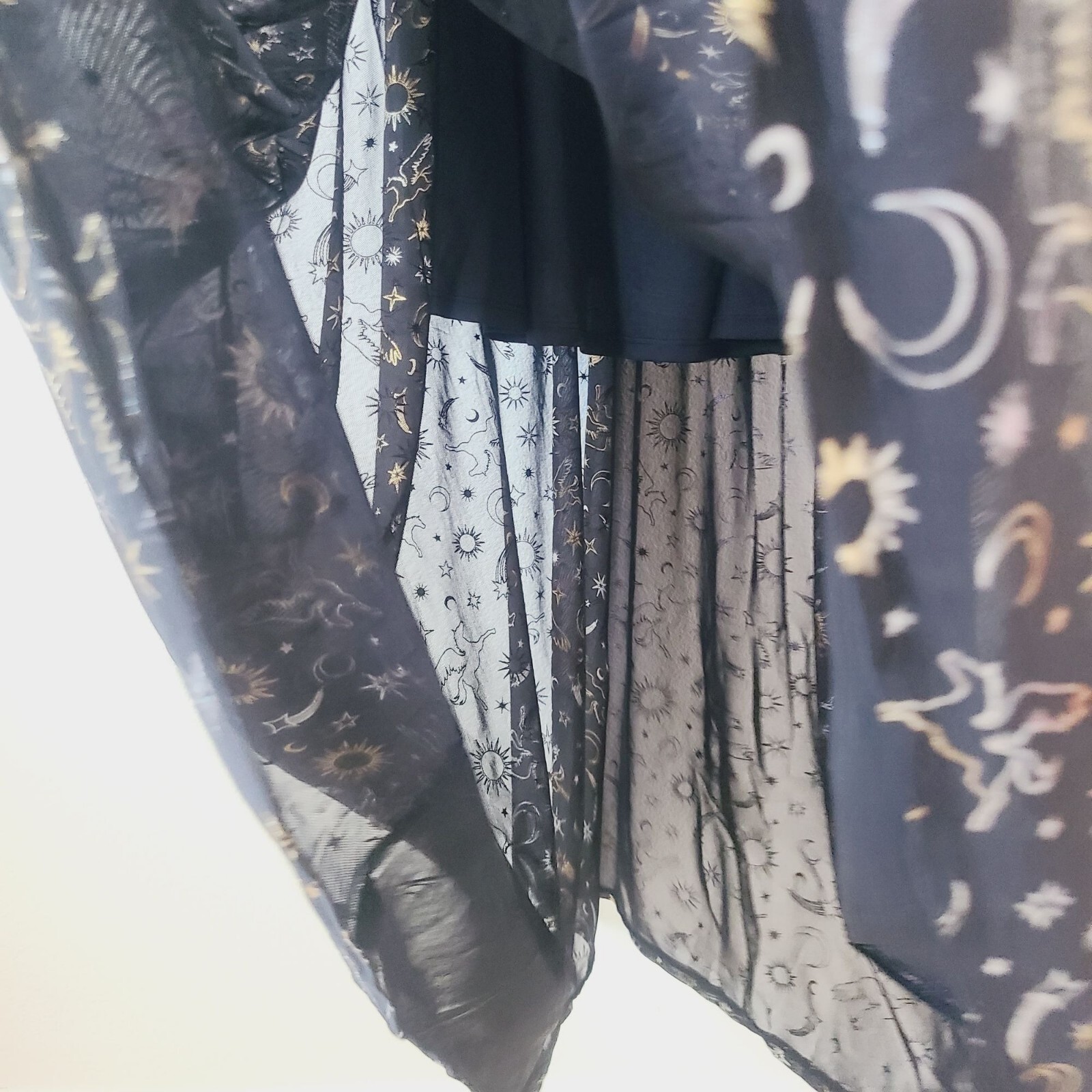 Cosmic Aura Astrology Celestial Stars Moon Foil Mesh Maxi Dress Plus Size 2X Bla