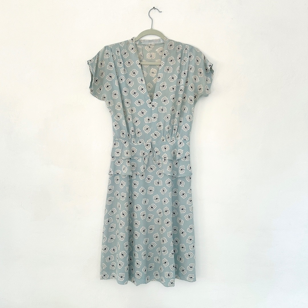 vintage 1940s rayon dress blouse shirt shirtdress bode 1930s 1950s 30s 40s 50s S