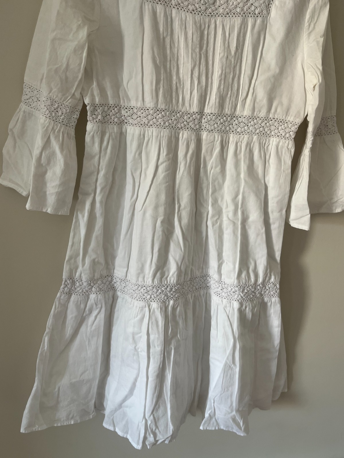 Chloé Phoebe Philo White Cotton Lace Pintuck Mini Dress FR 38 US 6