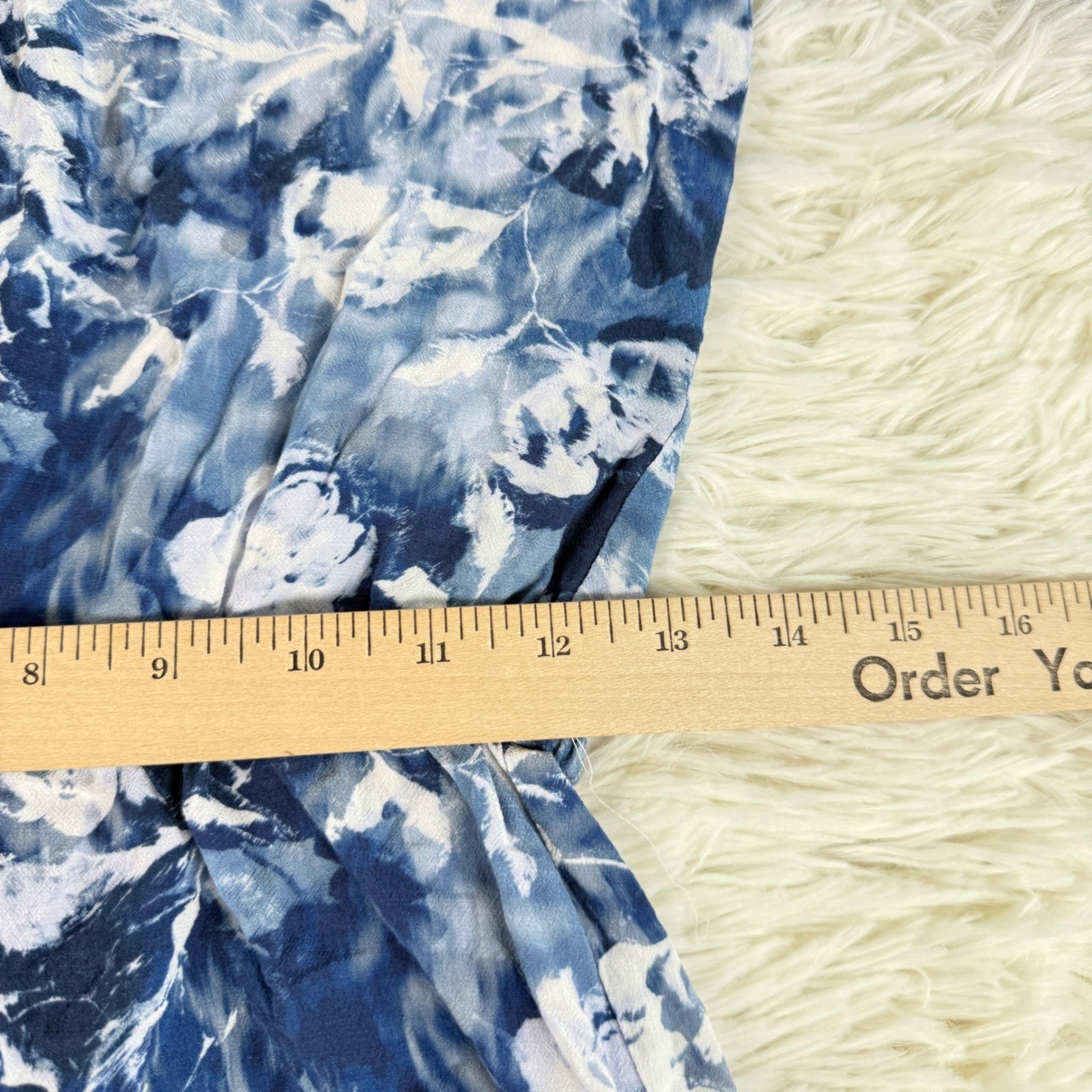 Madewell Blue White Floral Print V Neck Button Tie Waist Mini Dress Size 00