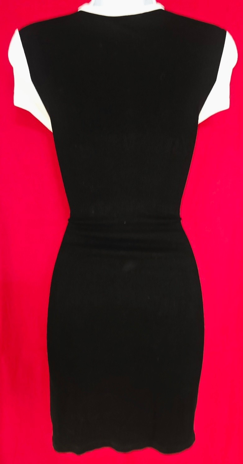 “RARE” BEBE SWAROVSKI CRYSTAL RHINESTONE LOGO BUTTON FRONT DRESS STRETCHY S NWOT