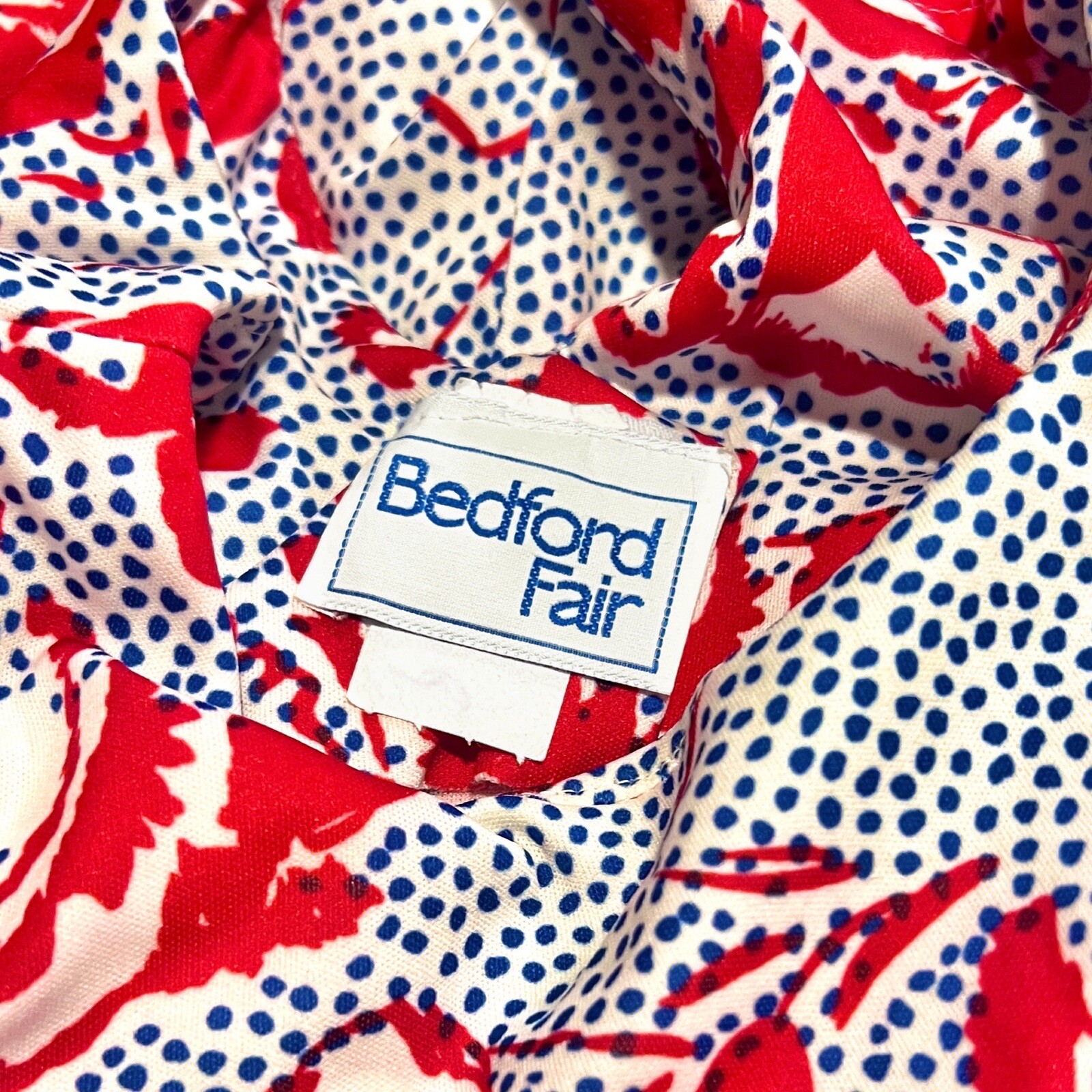 Pop Art Rose 70s 80s Vintage Polyester Dress Bedford Fair Red White Blue Mod M