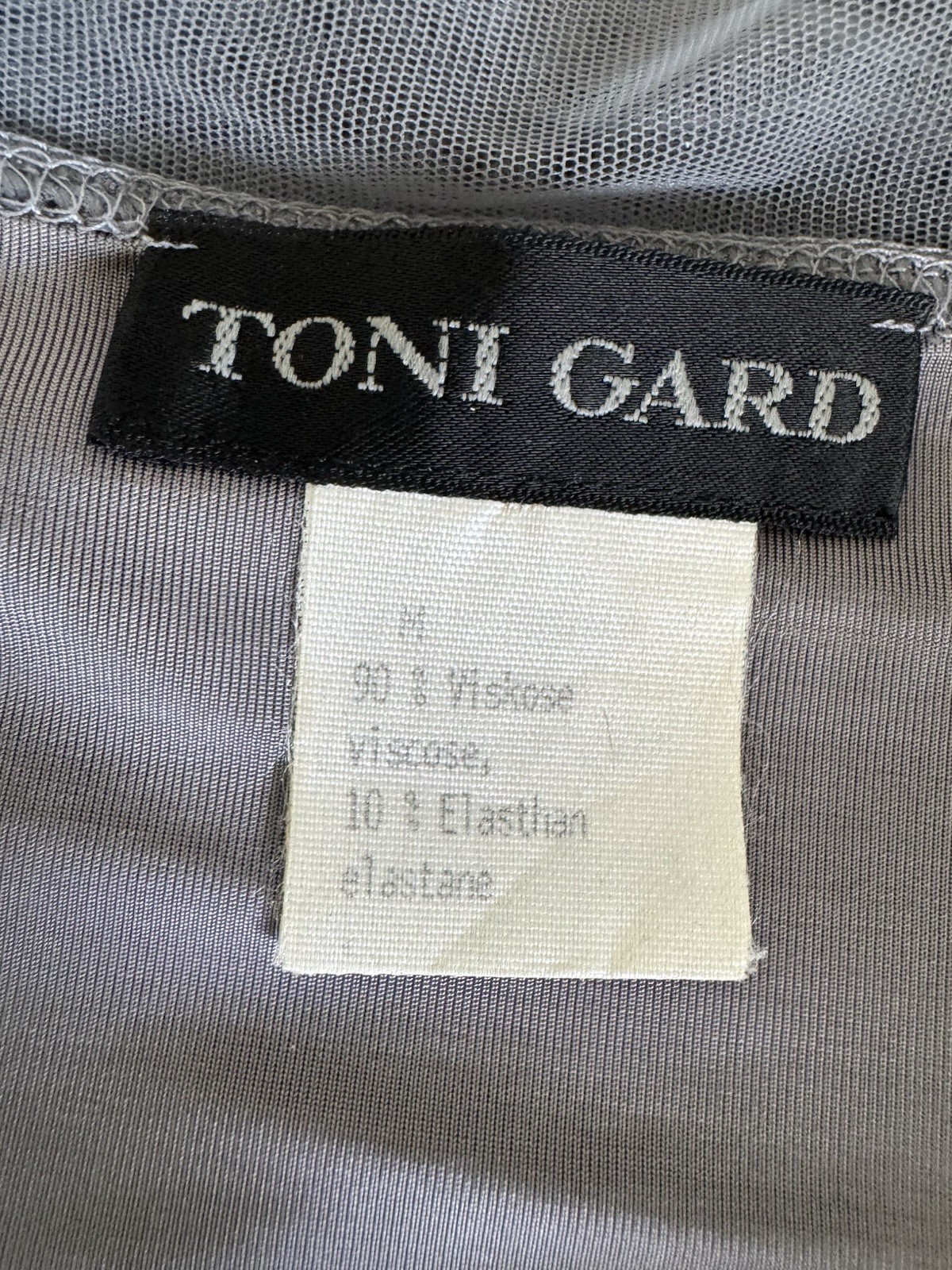 TONI GARD Gray Mesh Slip Dress M