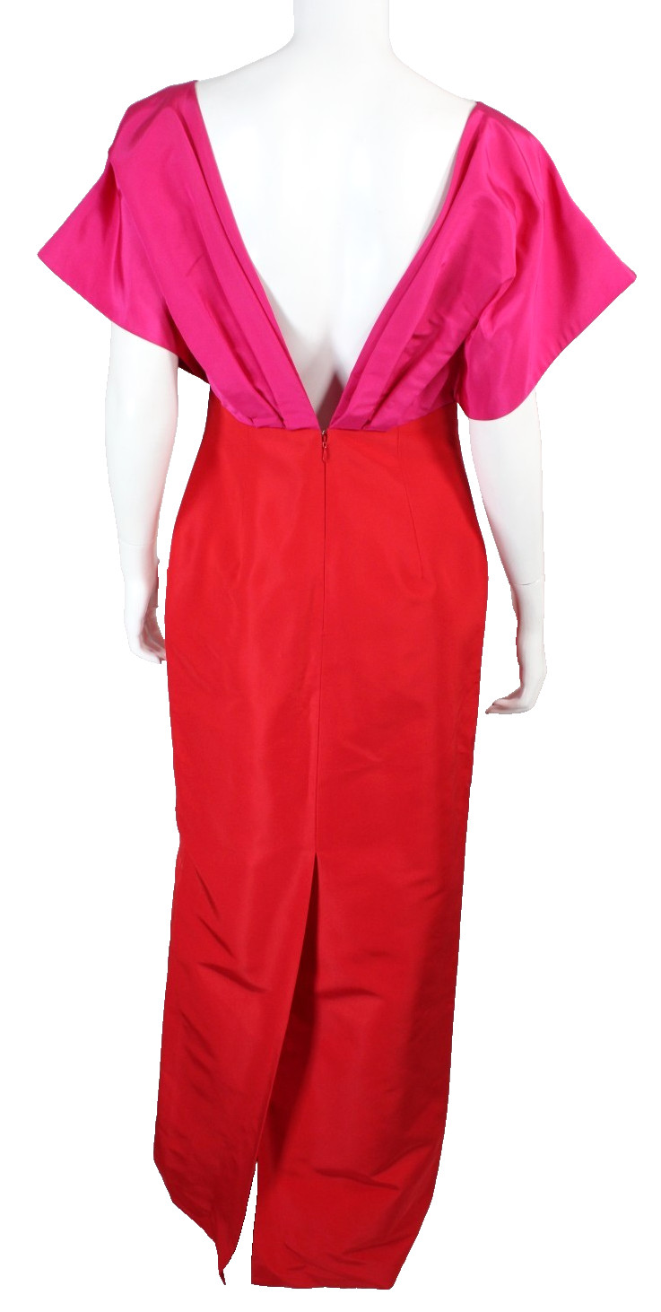CAROLINA HERRERA $3,990 NWT 2023 Cerise Pink & Red Silk Faille Column Gown 6