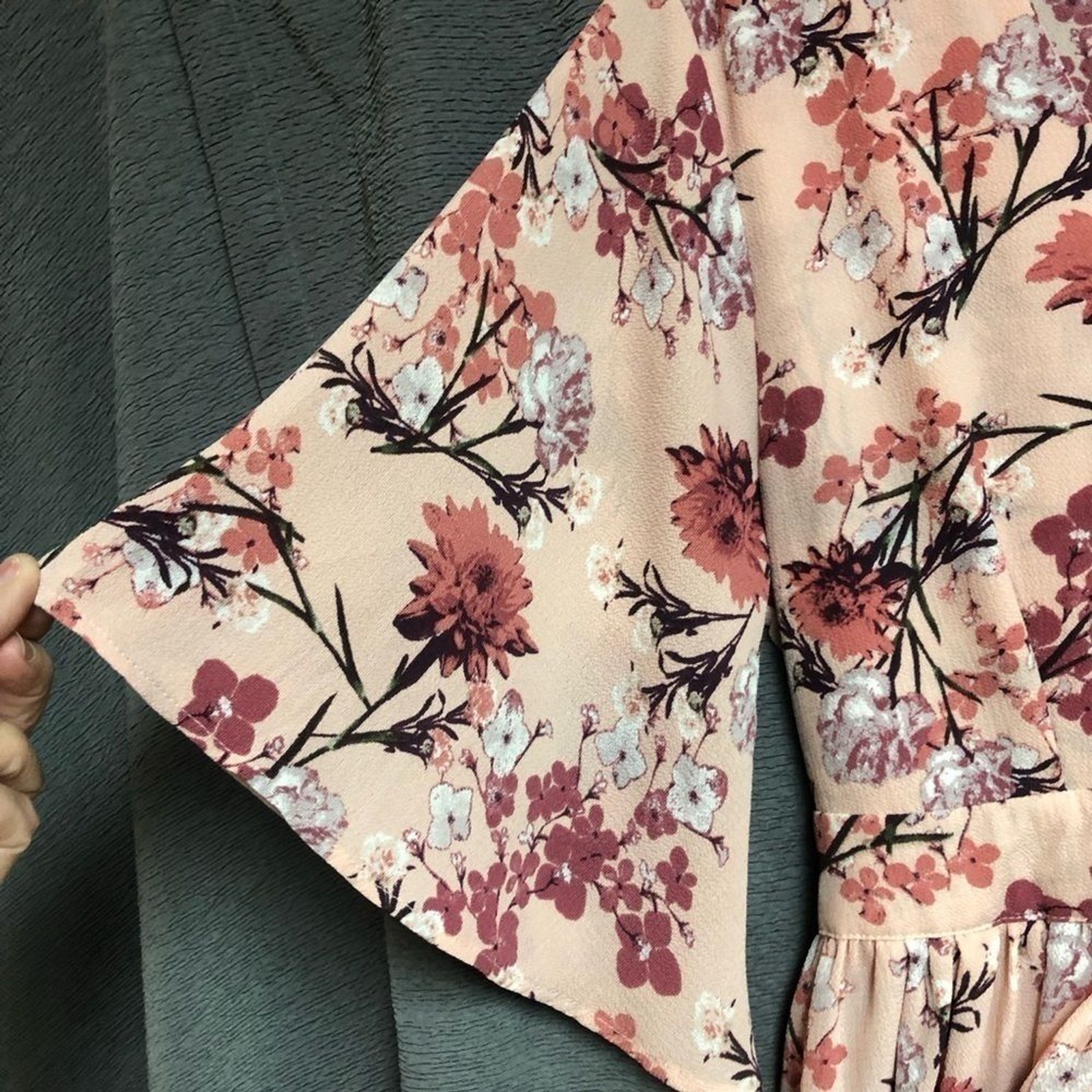 Rue 21 extra large long dress over a romper, peach background with coral,