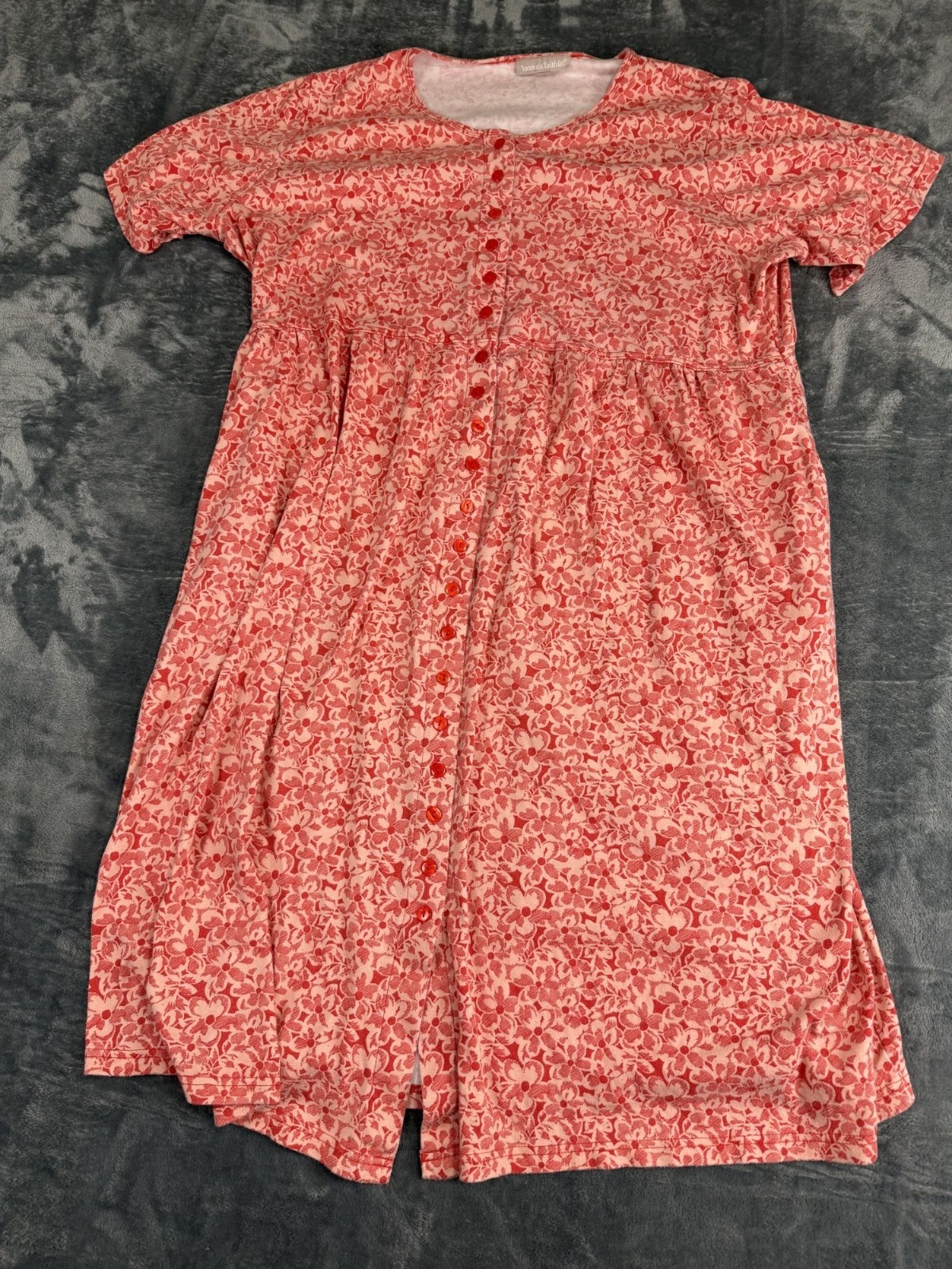 Woman Within Red Floral Button-Front Dress 22/24 Petite Short Sleeve