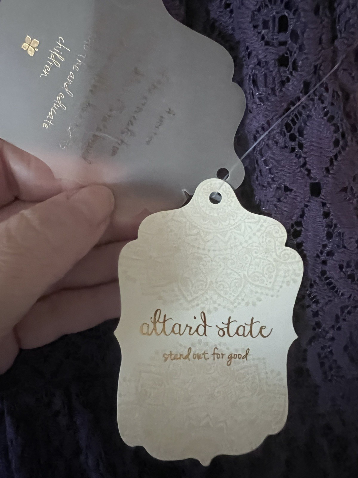 NWT Altar’d State Dark Purple Lace Halter-neck Skater Dress Lace Overlay Size S
