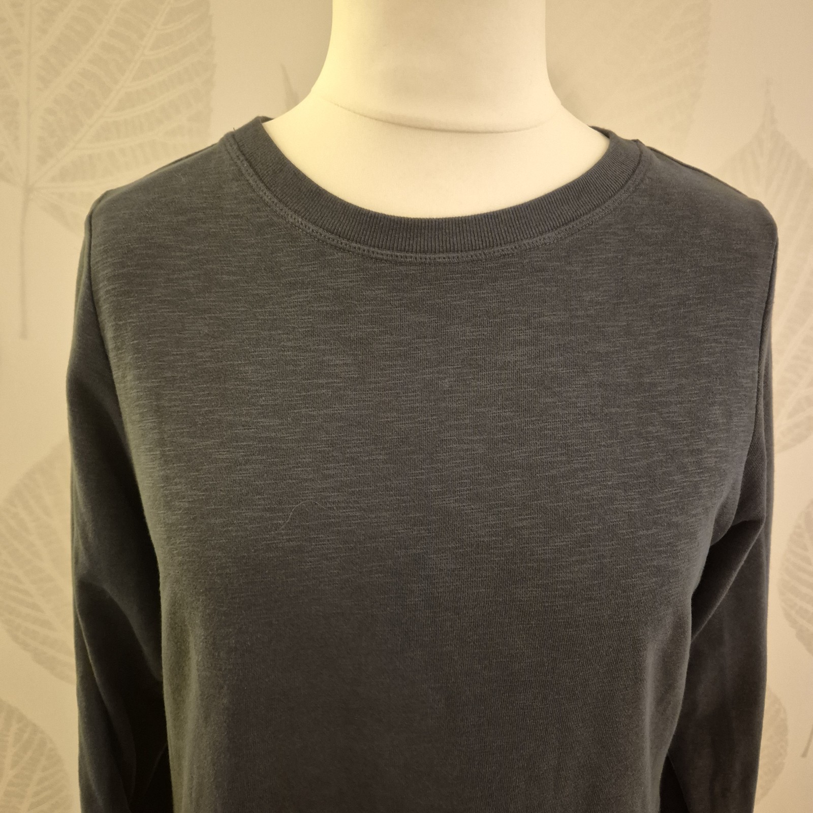 Oliver Bonas Size 12 Dark Grey Casual Mini Dress Comfy Winter Spring 3/4 Sleeve