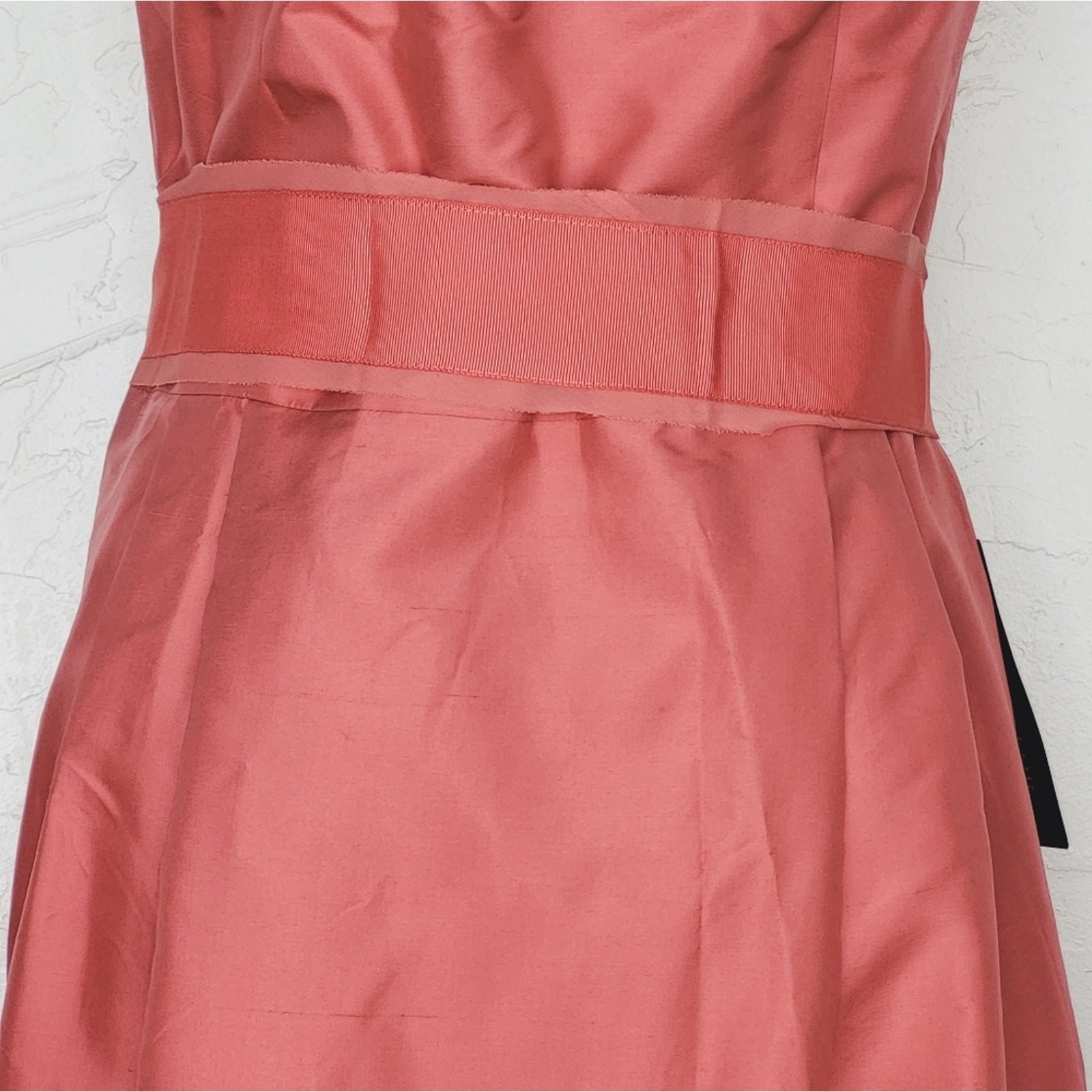 Ann Taylor Salmon 100% Silk Taffeta Strapless/Strap Fit & Flare Dress NWT Sz 12