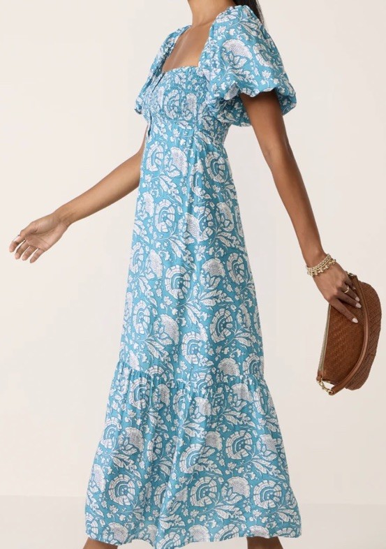 EMERSON FRY Love, Tomas NWT $198 Santiago Cassis Blue Maxi Dress Size XS/Small