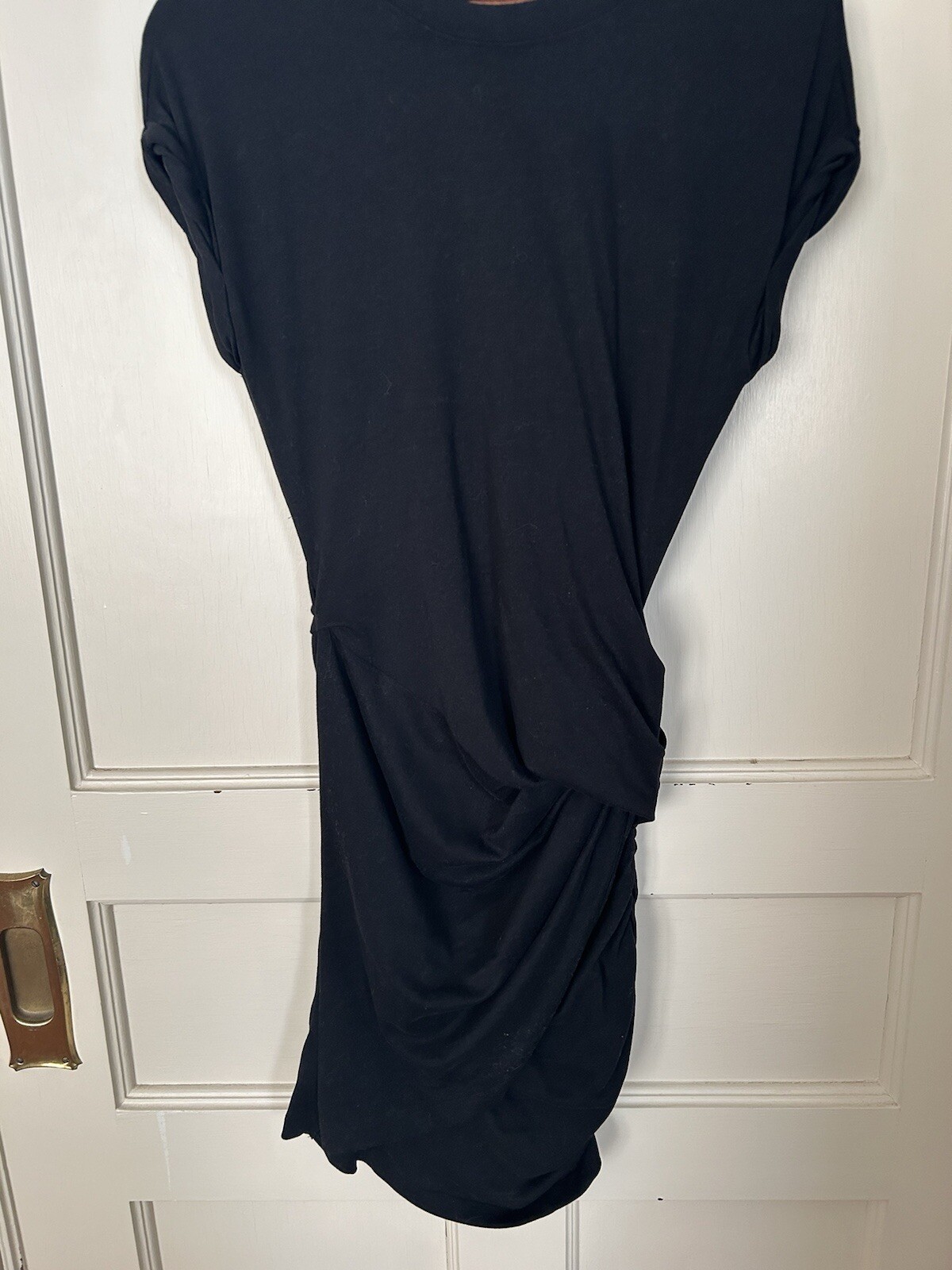 AllSaints Ruched Knit Shift Dress Womens Size Small Black Classic City Party