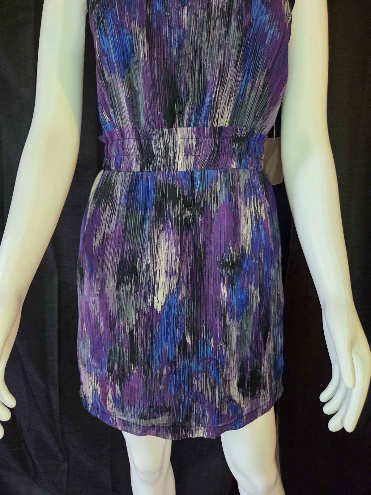 NWT Forever 21 Contemporary Purple Abstract Watercolor Mesh Mini Dress XS Artsy