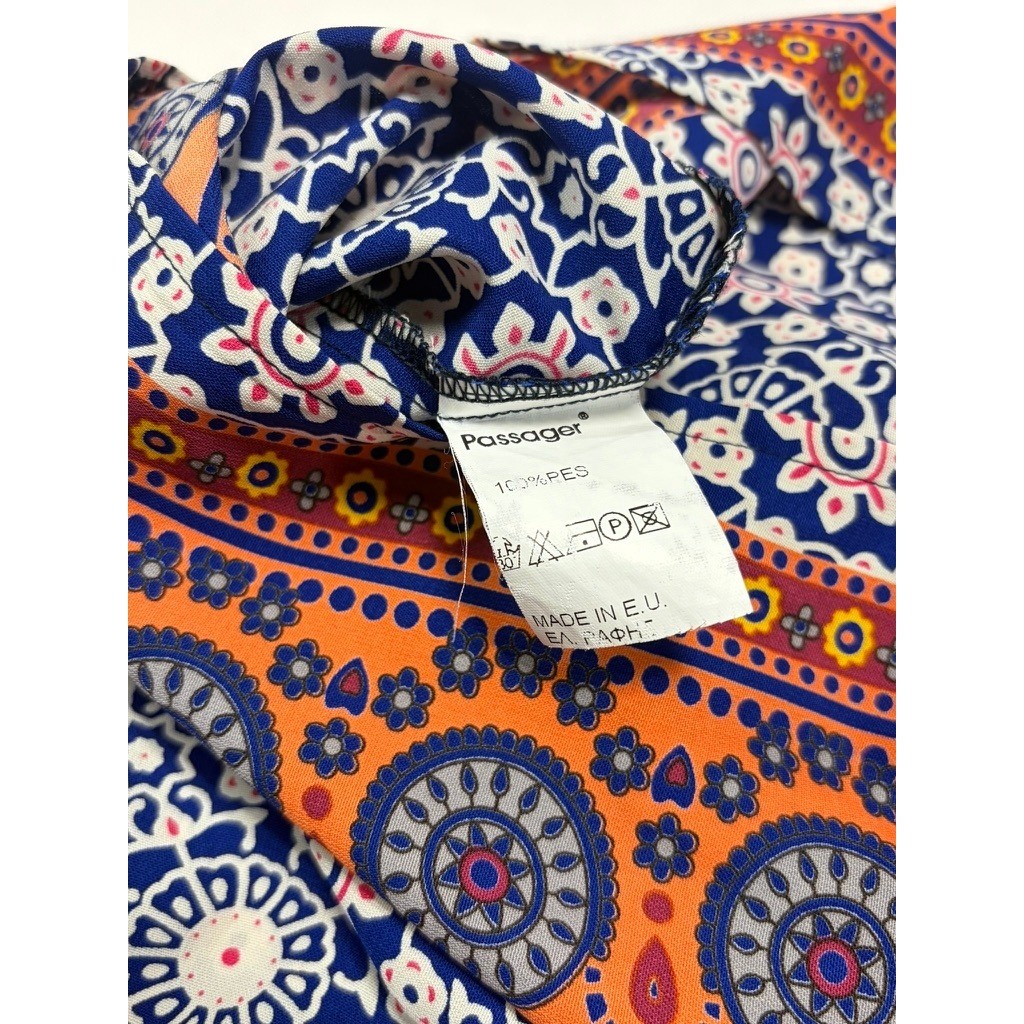 Passager Boho Beach Cover Up Dress EU 40 M Medallion Print Pom Trim