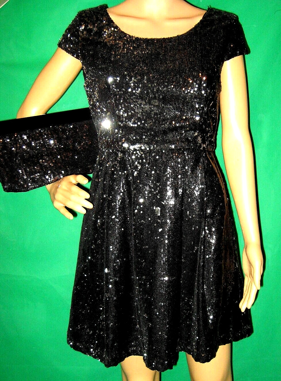 NEW M purse LOT set FOREVER 21 silver PLEATS black OPEN BACK sequin metallic
