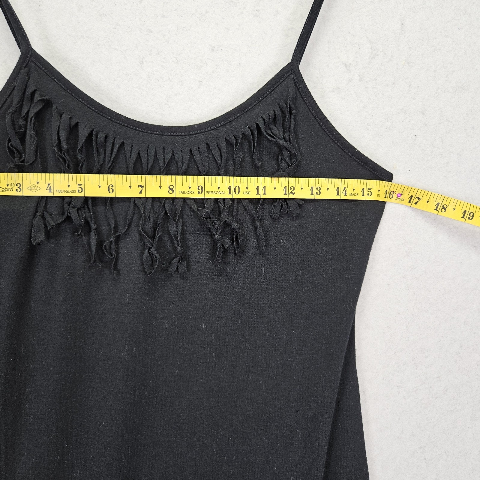 Y2k Miken Swim Classic Fringe Maxi Boho Spaghetti Straps Beach Dress Sz M Black
