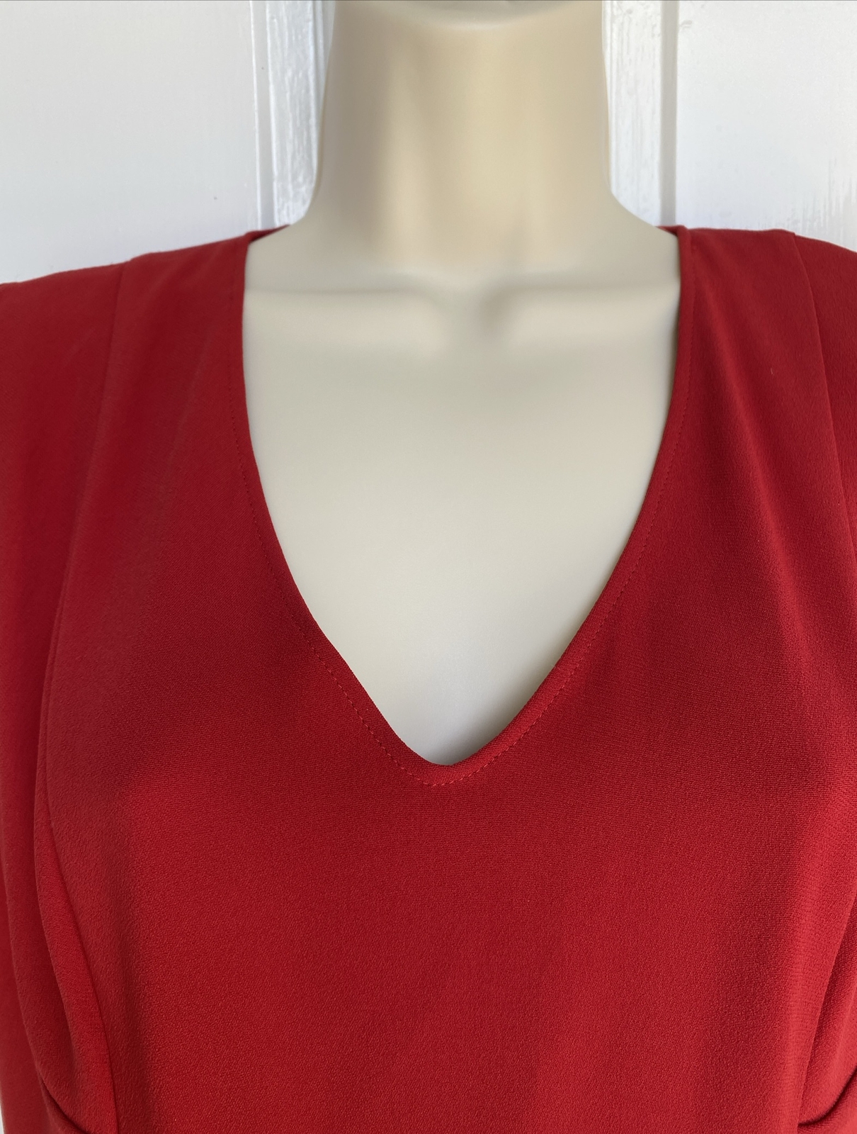 RealReal Ermanno Scervino Women’s V-Neck Red Peplum Dress M IT 42/44 US 6/8