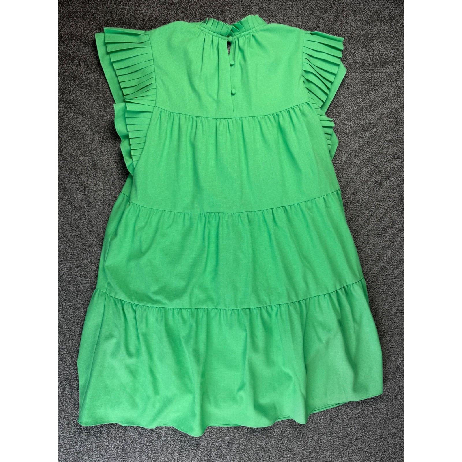 CROSBY by Mollie Burch Dress Womens Medium Neon Green Babydoll Ruffle Bright