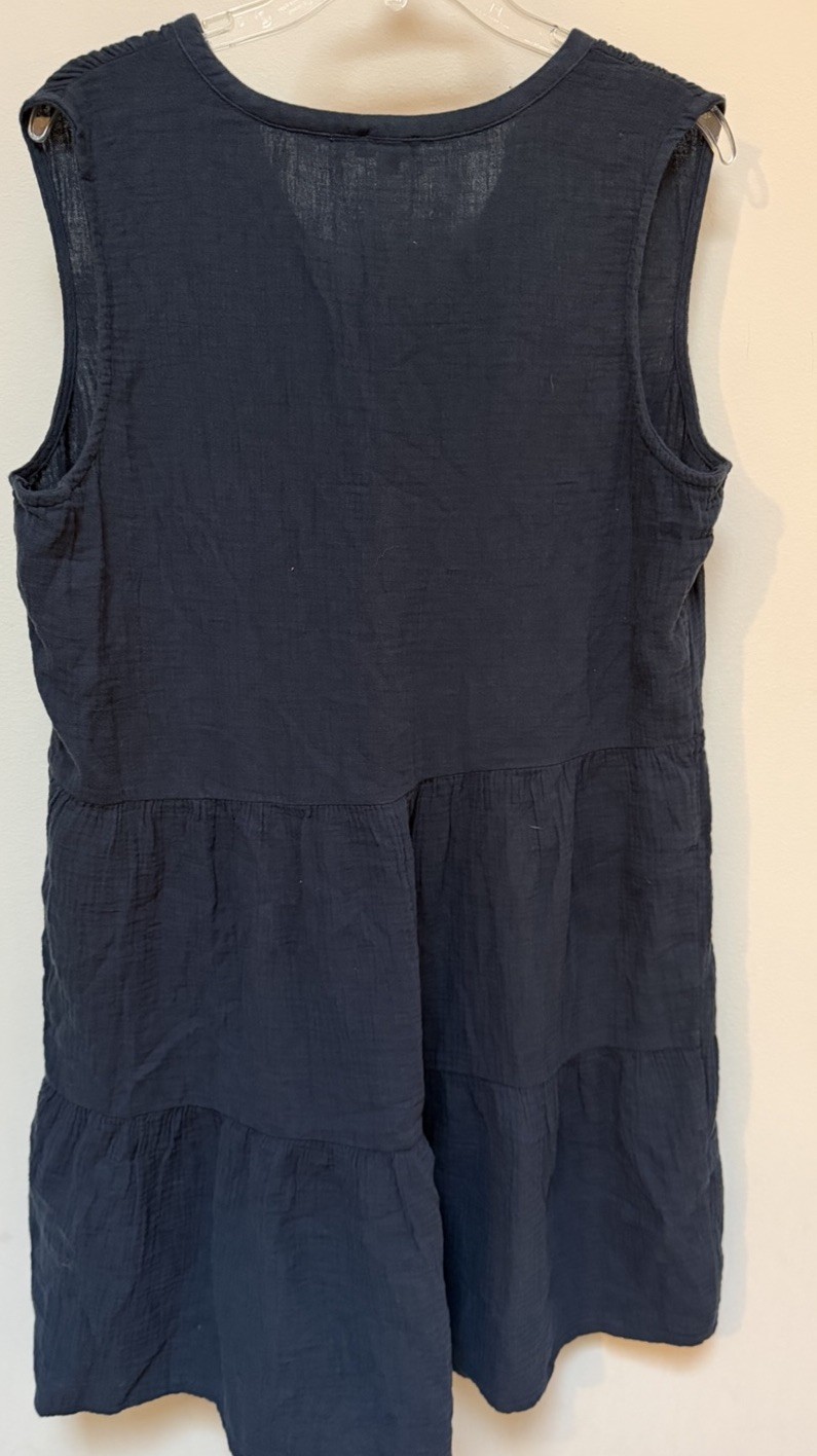 Splendid Navy Blue Cotton Gauze Tiered Babydoll Tank Dress Women’s Size S NWT
