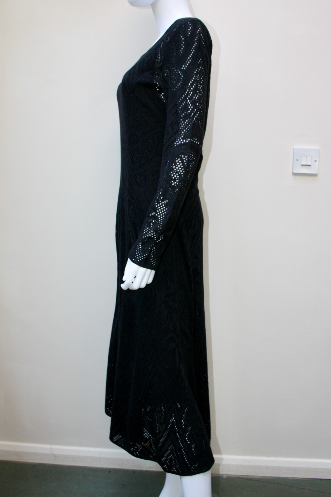 Peruvian Connection “Phoebe” Black Pima Cotton Crochet Lace Dress, M, rrp £489