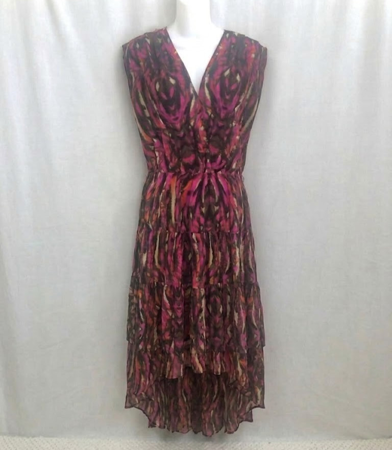 Presley Skye Silk Tiered High-Low Hem Dress Size Medium
