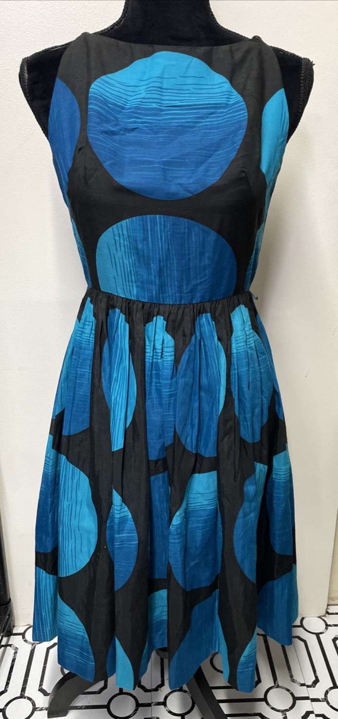 Vtg Jeanne D’arc Blue Fit & Flare Dress 50s 60s Cocktail Classic Circle Retro