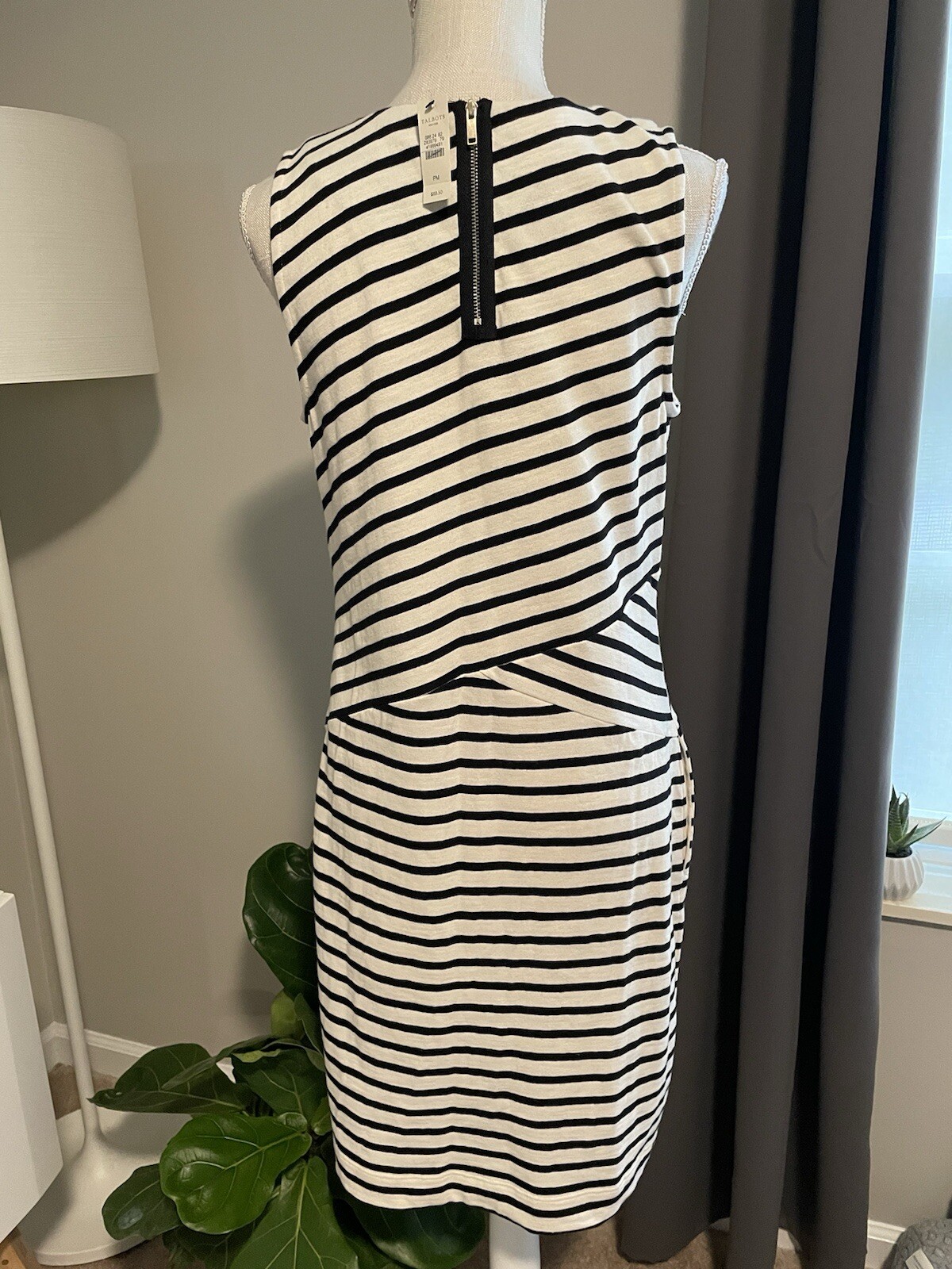 NWT! Talbots Petites Classic Striped Sleevless Sheath 100% Cotton Dress Size MP