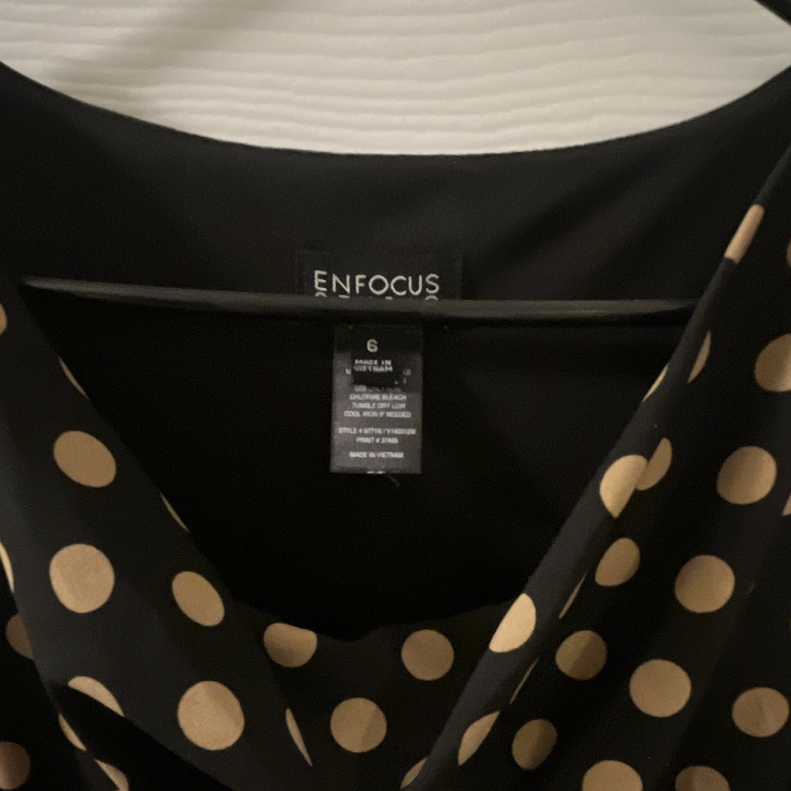 Enfocus Studio Womens 6 Black Beige Polka Dot Cowl Neck Fit & Flare Dress