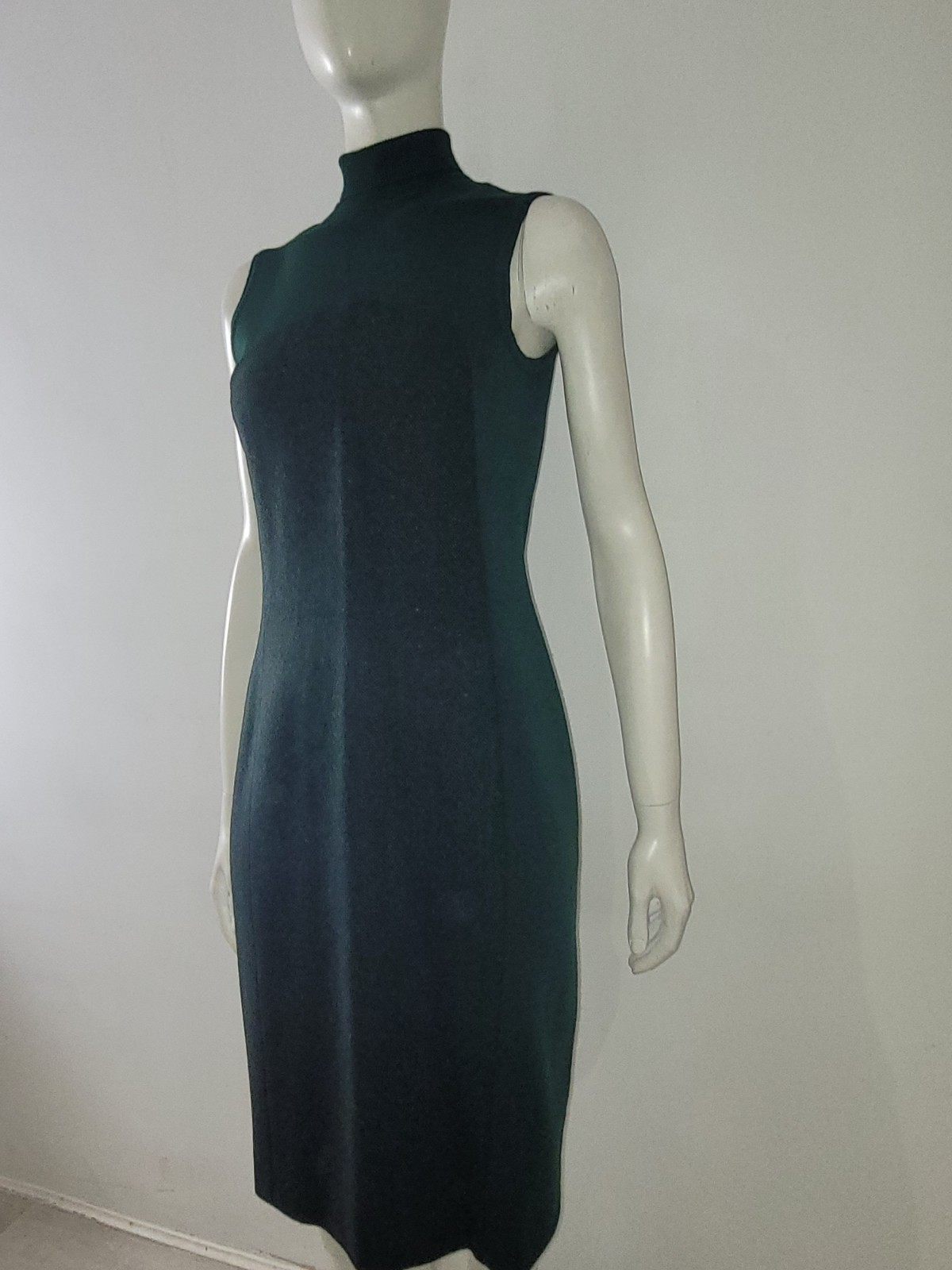 Istante Versace Green Tweed Dress UK 8 10 EU 36 38 Wool Blend Pencil Fitted