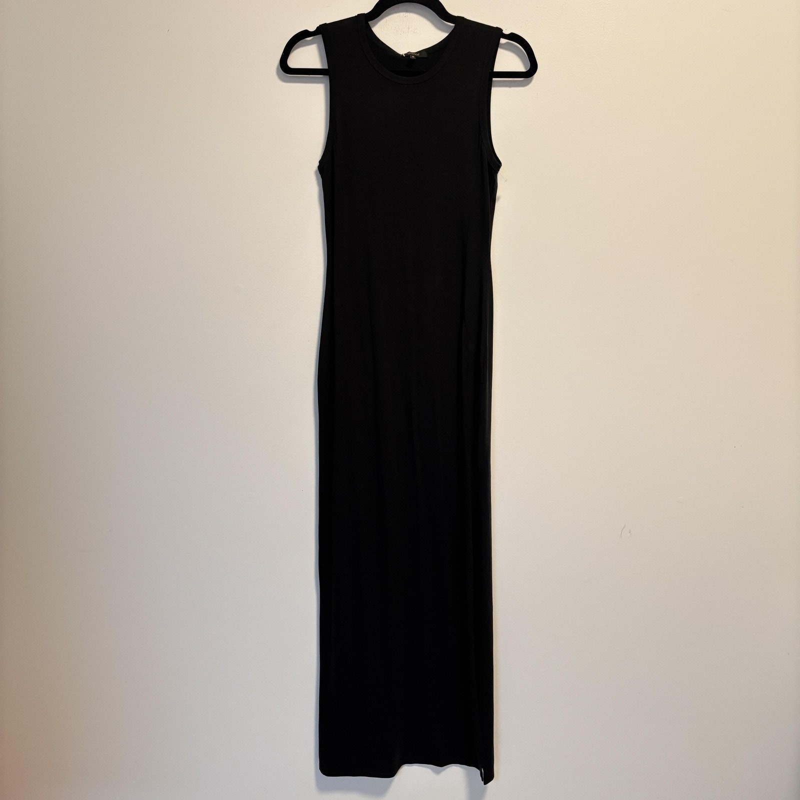 Quince Dress Women Size Small Black Tencel Jersey Tank Maxi Sleeveless Side Slit