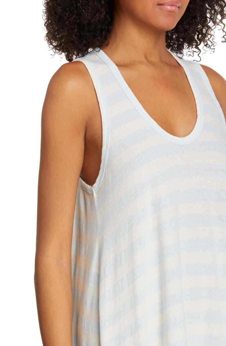 THE GREAT. Striped Lightweight Cotton U-Line Swing Tank Racerback Dress 1 S 4/6