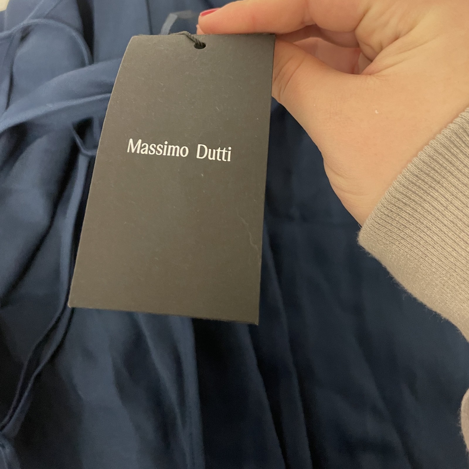 Massimo Dutti Womens Dress EU 38 US 6 Blue Midi Flowing Vneck 6697/595 NWT