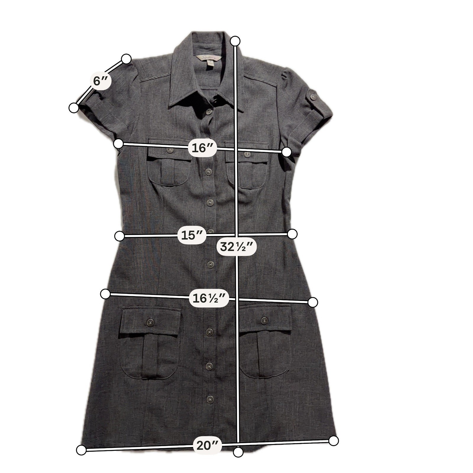 Speechless Gray Shirt Dress Button Front Utility Mini Collared Pocket