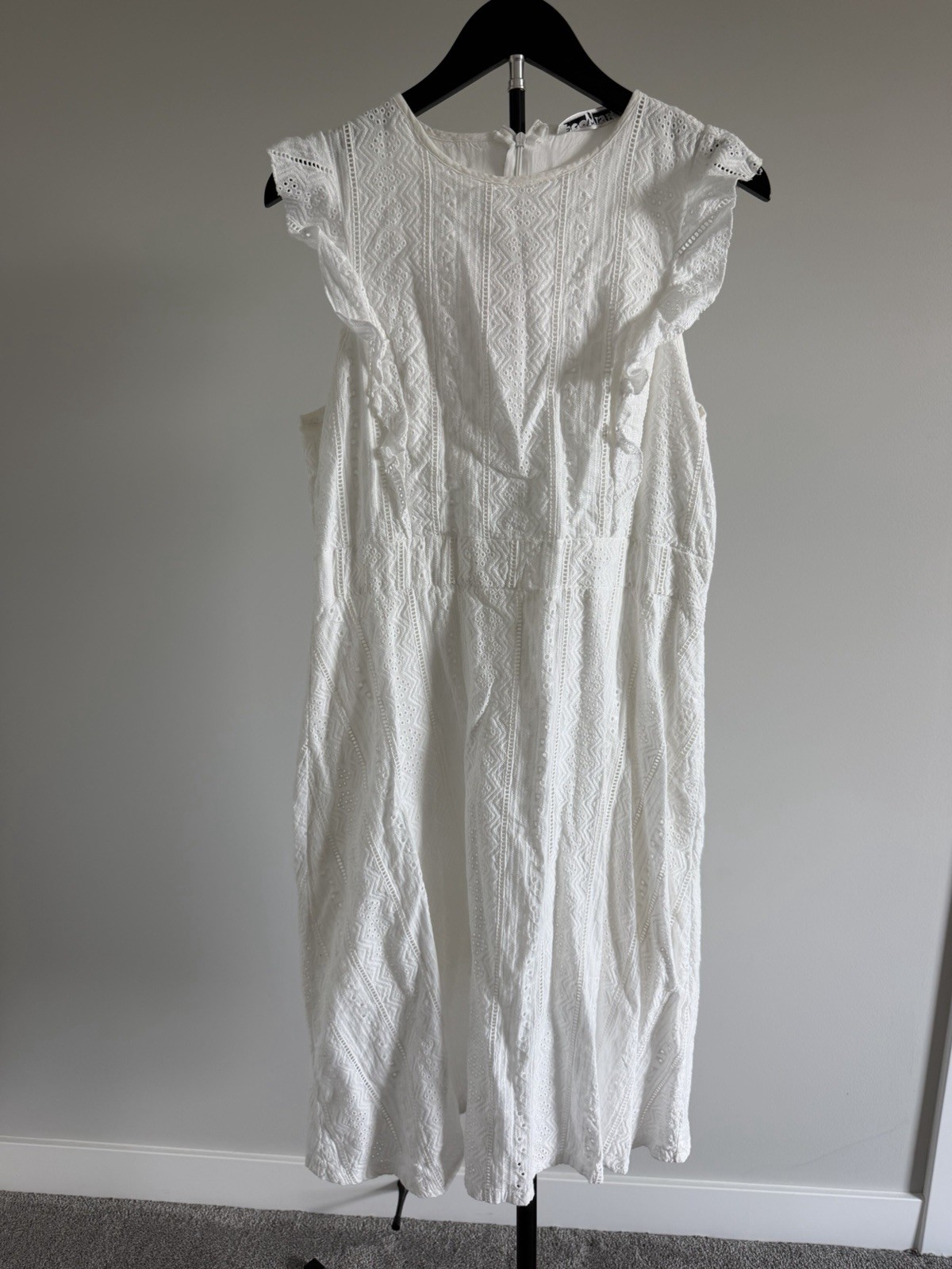 Ecowish White Midi Length Sleeveless Tea Dress Size L