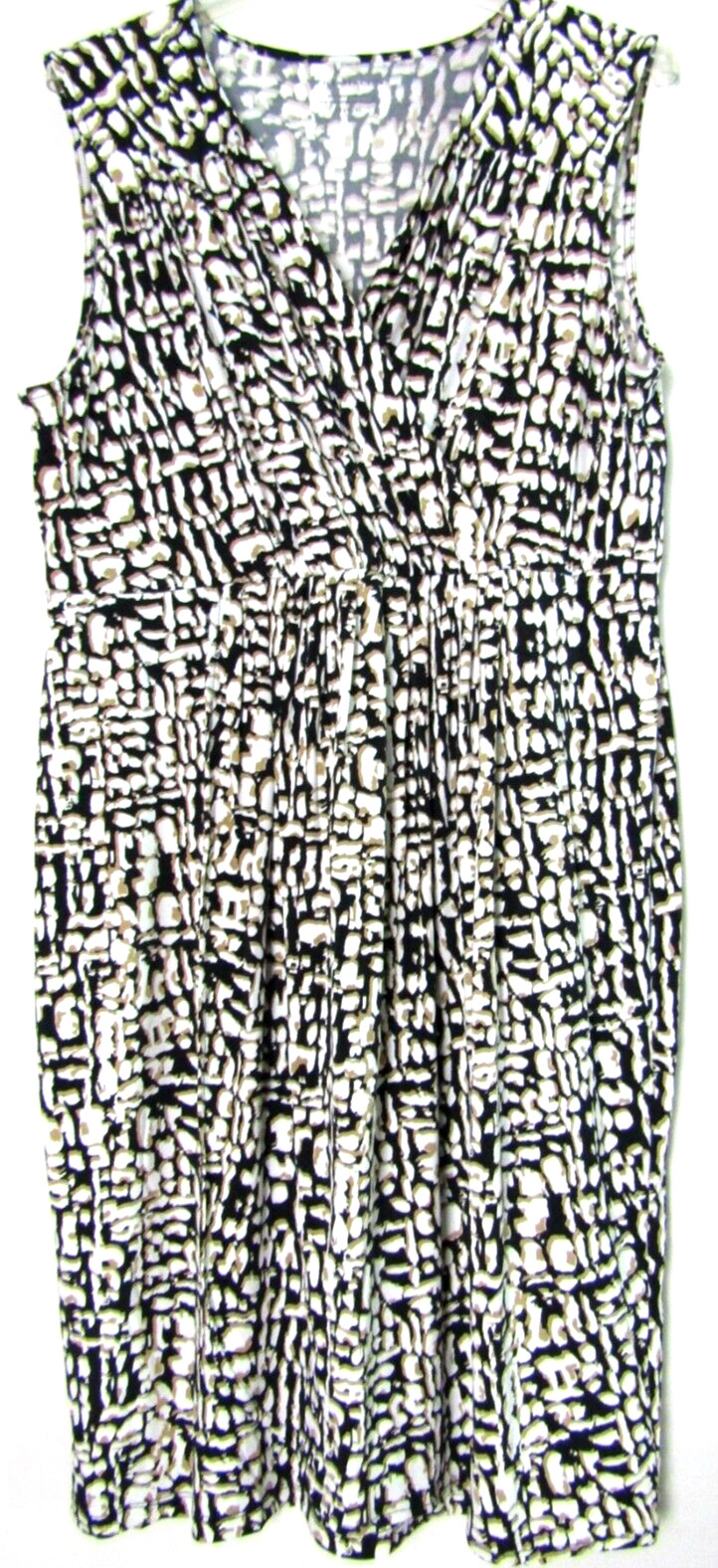 Charter Club Black Brown White Print Sleeveless V Neck Knit Sheath Dress XL