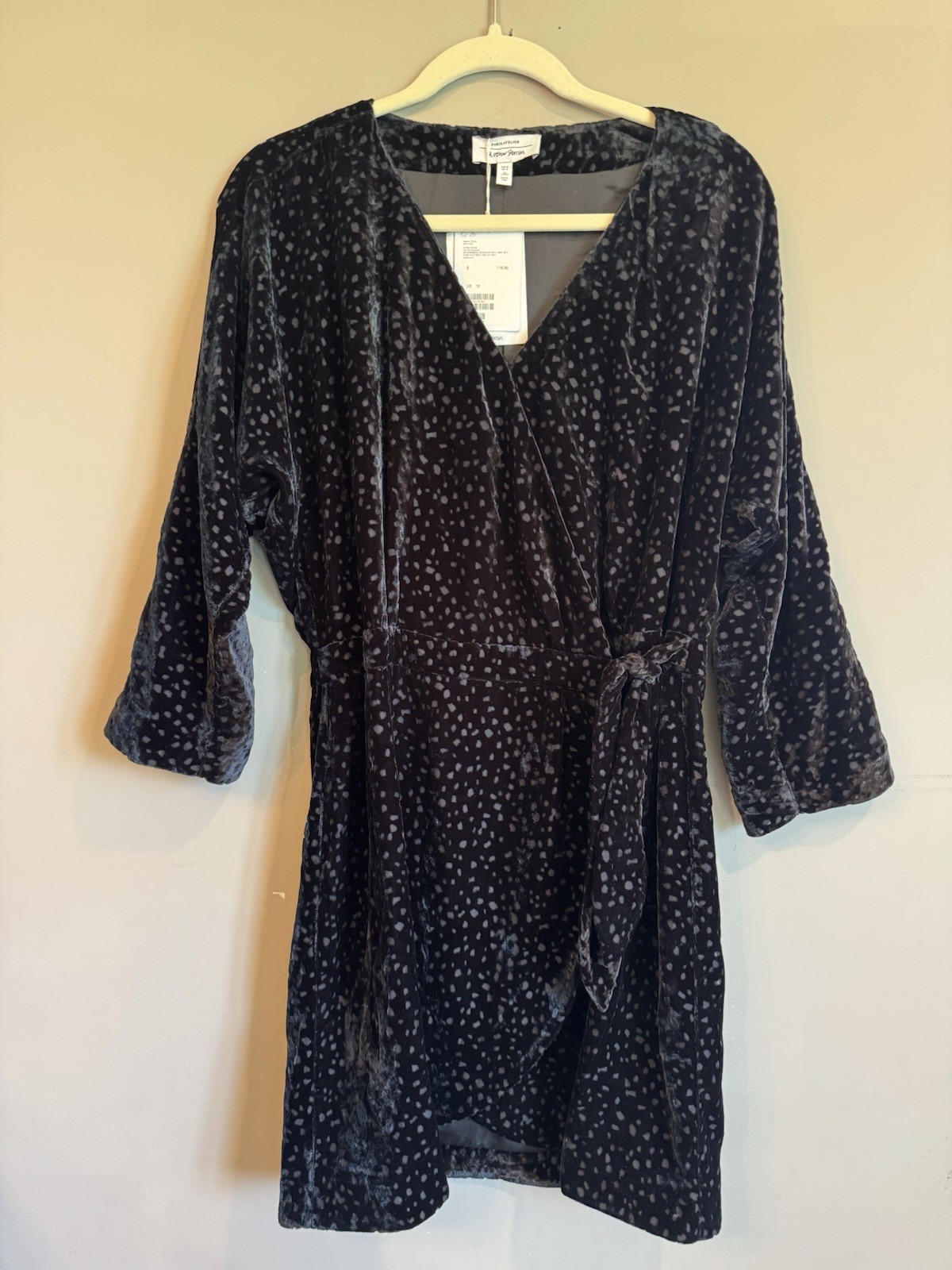 PARIS ATELIER & OTHER STORIES Velvet Wrap Dress Women Size 10Burnout Dots Black