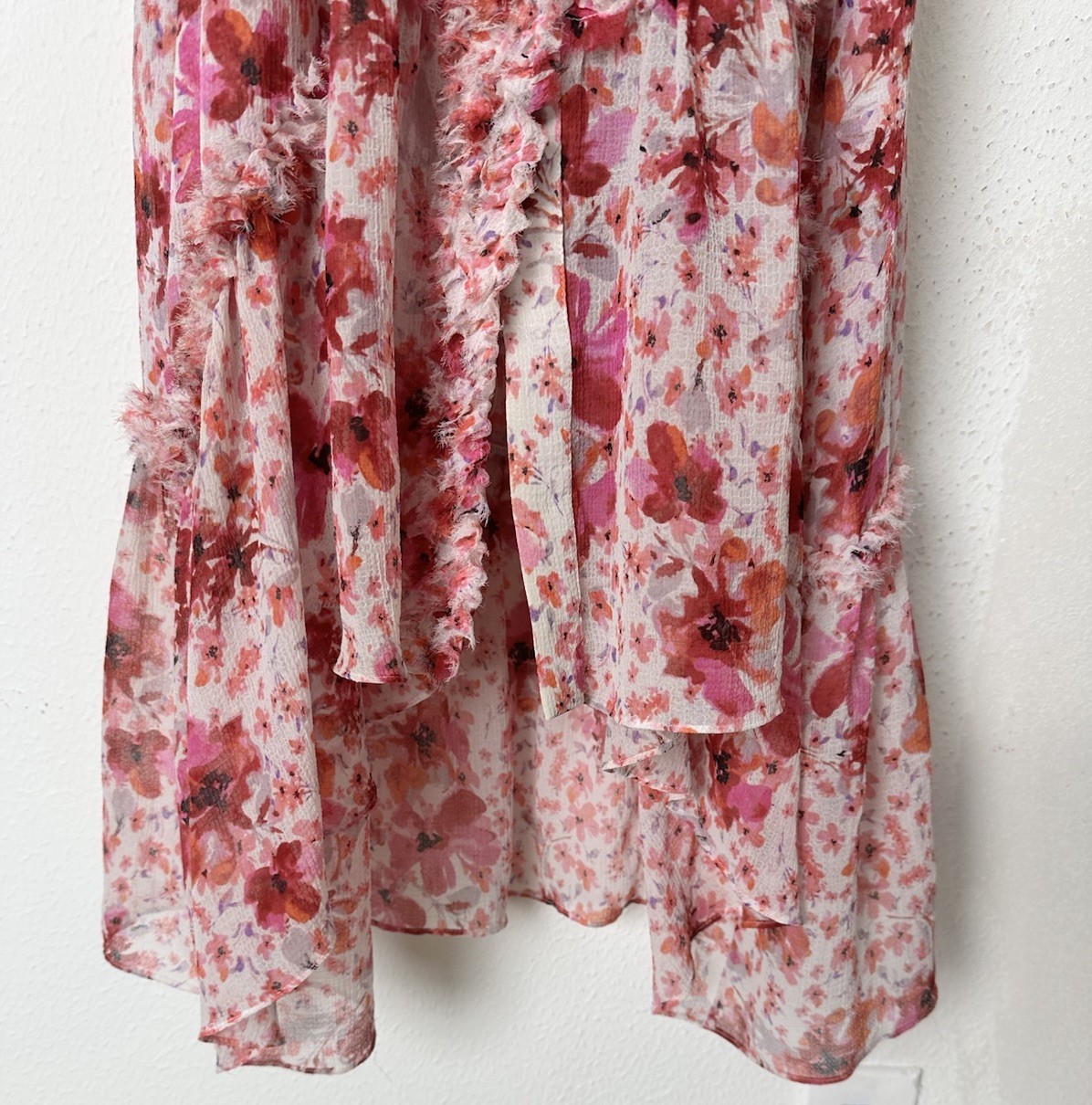 MISA Los Angeles Aurelie Floral Ruffled Maxi Dress Small Hi Lo Luxury Party $450