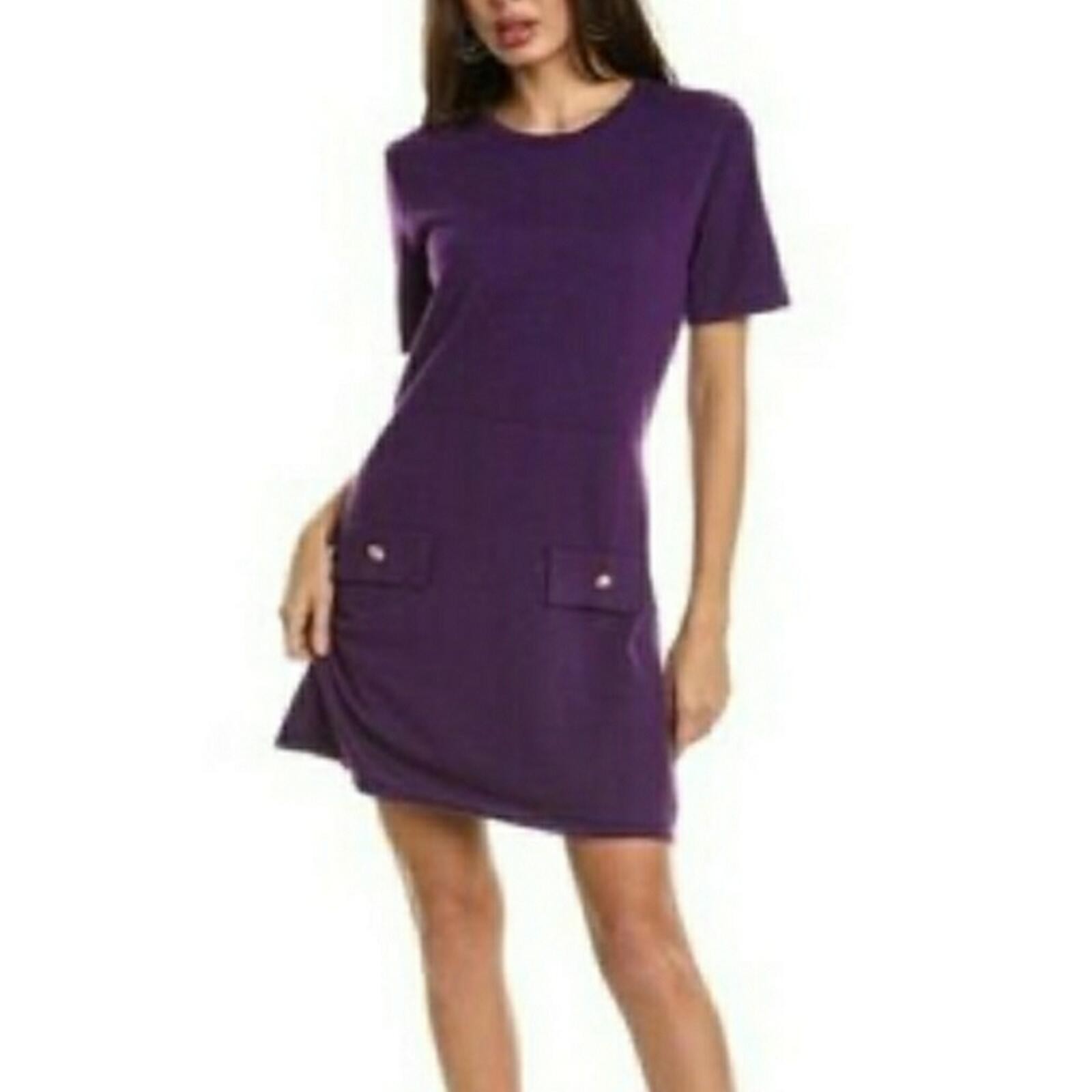 Area Stars Knit Short Sleeve Dress in Purple. Size: Medium