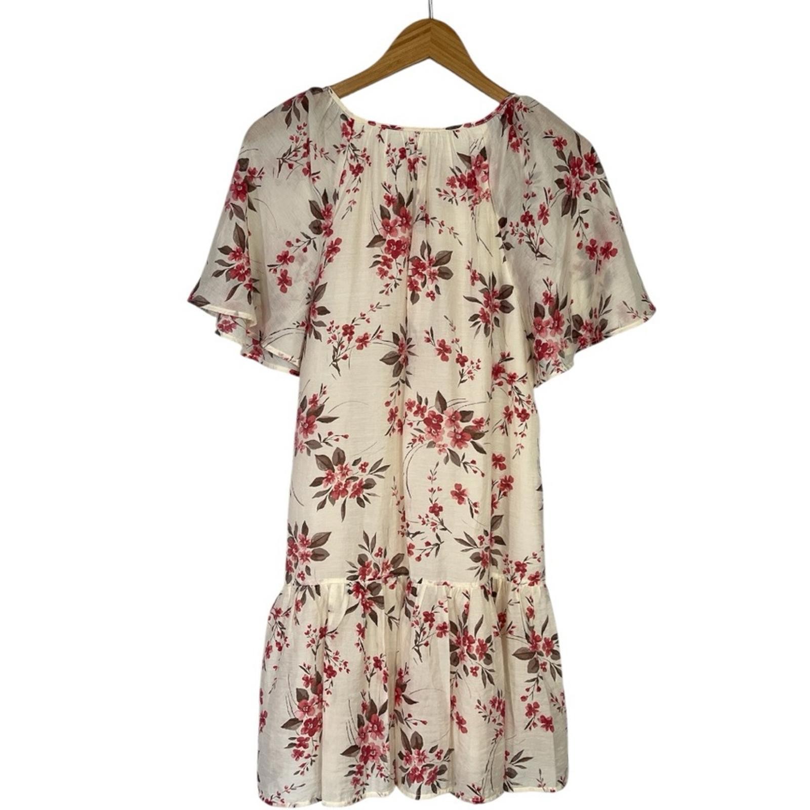 NWT Abercrombie & Fitch Floaty Trapeze Mini Dress in Cream Floral Size ST
