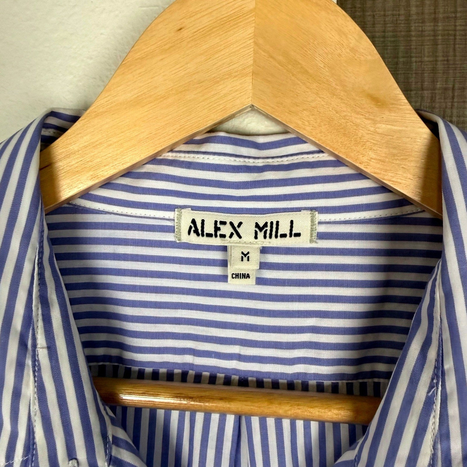 Alex Mill Blue White Striped Standard Maxi Shirt Dress Side Slit Size Medium