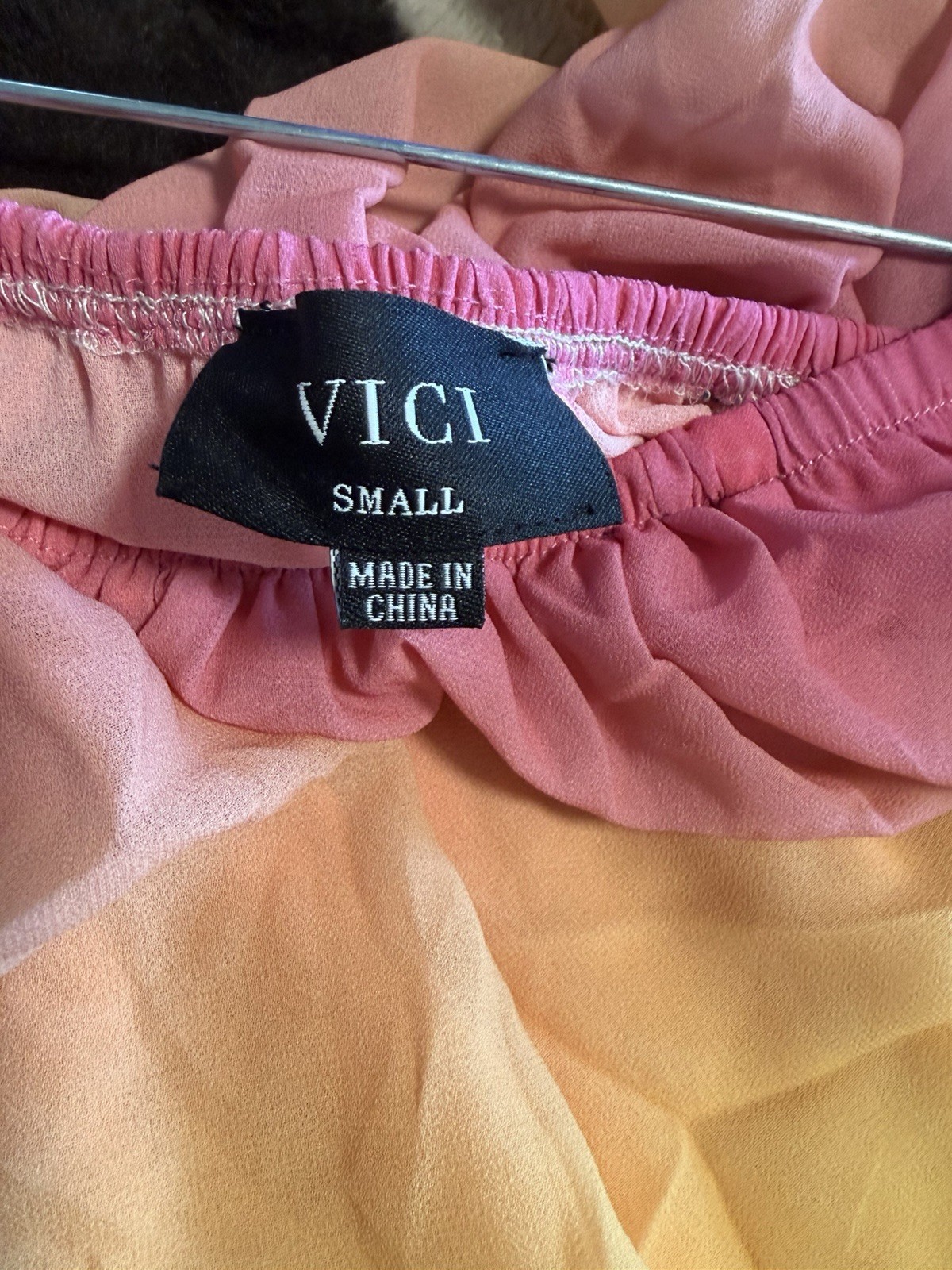 Vici Multicolor Ombre Off Shoulder Chiffon Maxi Dress Pullover Tie Belt S