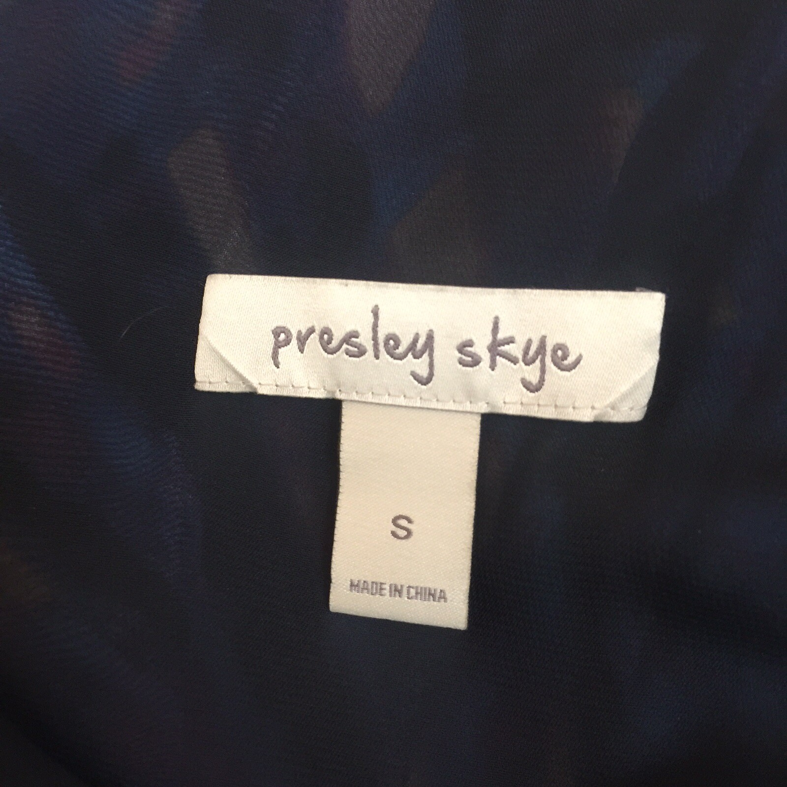 PRESLEY SKYE Print Silk Maxi Dress Blue Empire Waist Pleated Sleeveless S Lined