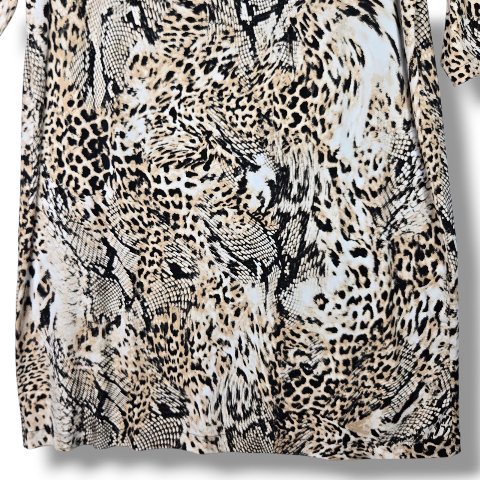 Chico’s Shift Dress Animal Print Elbow Sleeve Knee Length 3P 16 18 Petite XL