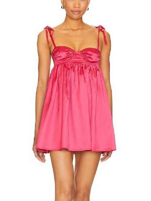 🌟LOVERS AND FRIENDS🌟 AMABELLA MINI SATIN CORSET BABYDOLL DRESS PINK SZ S