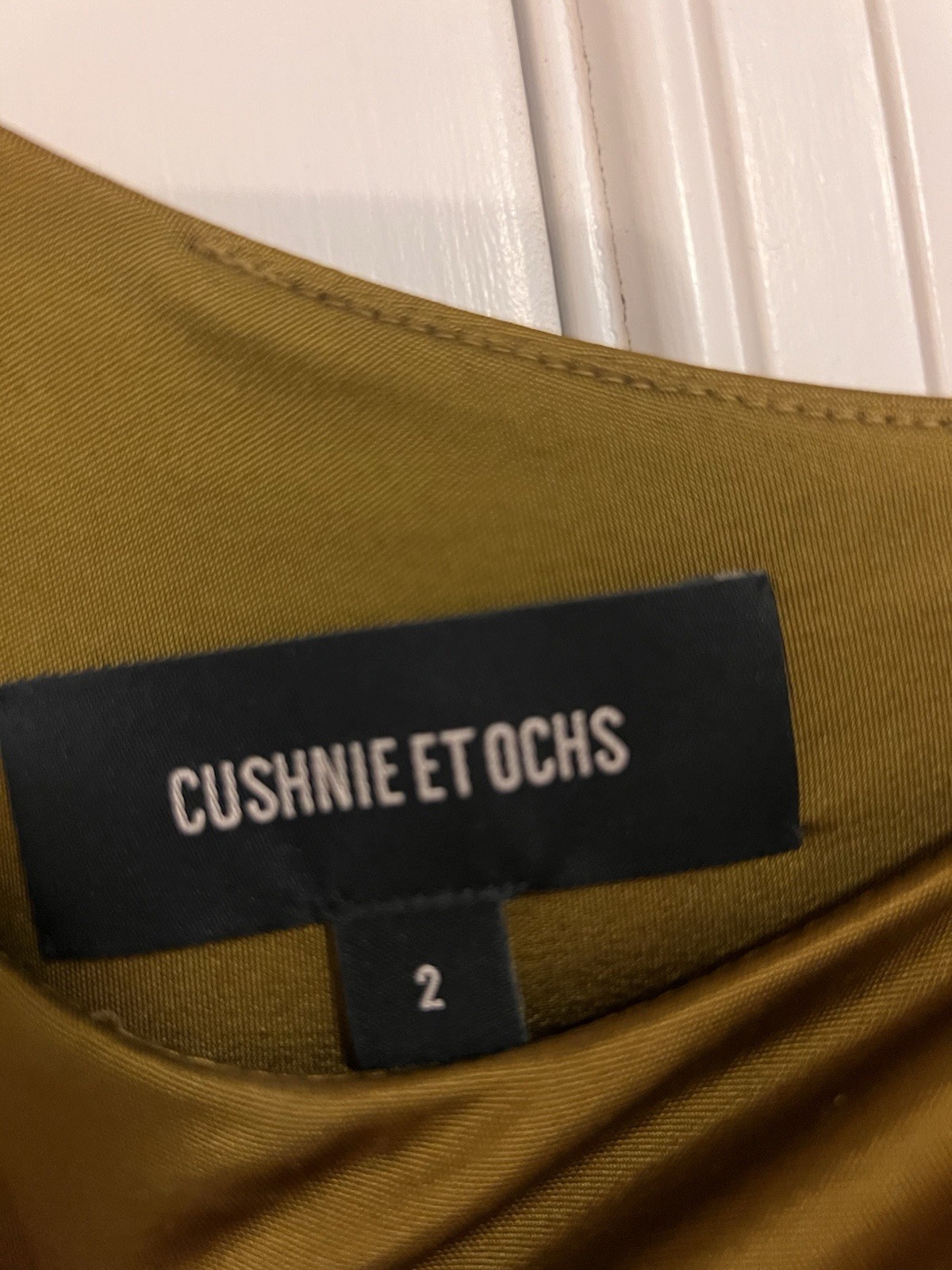 Cushnie et Ochs Sasha One Shoulder Mini Dress in Amber Gold $995