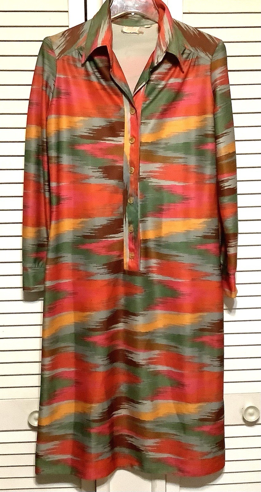 Vintage 70s Lady Carol NY Shirt Dress Mod Retro Maximalist Med – Large
