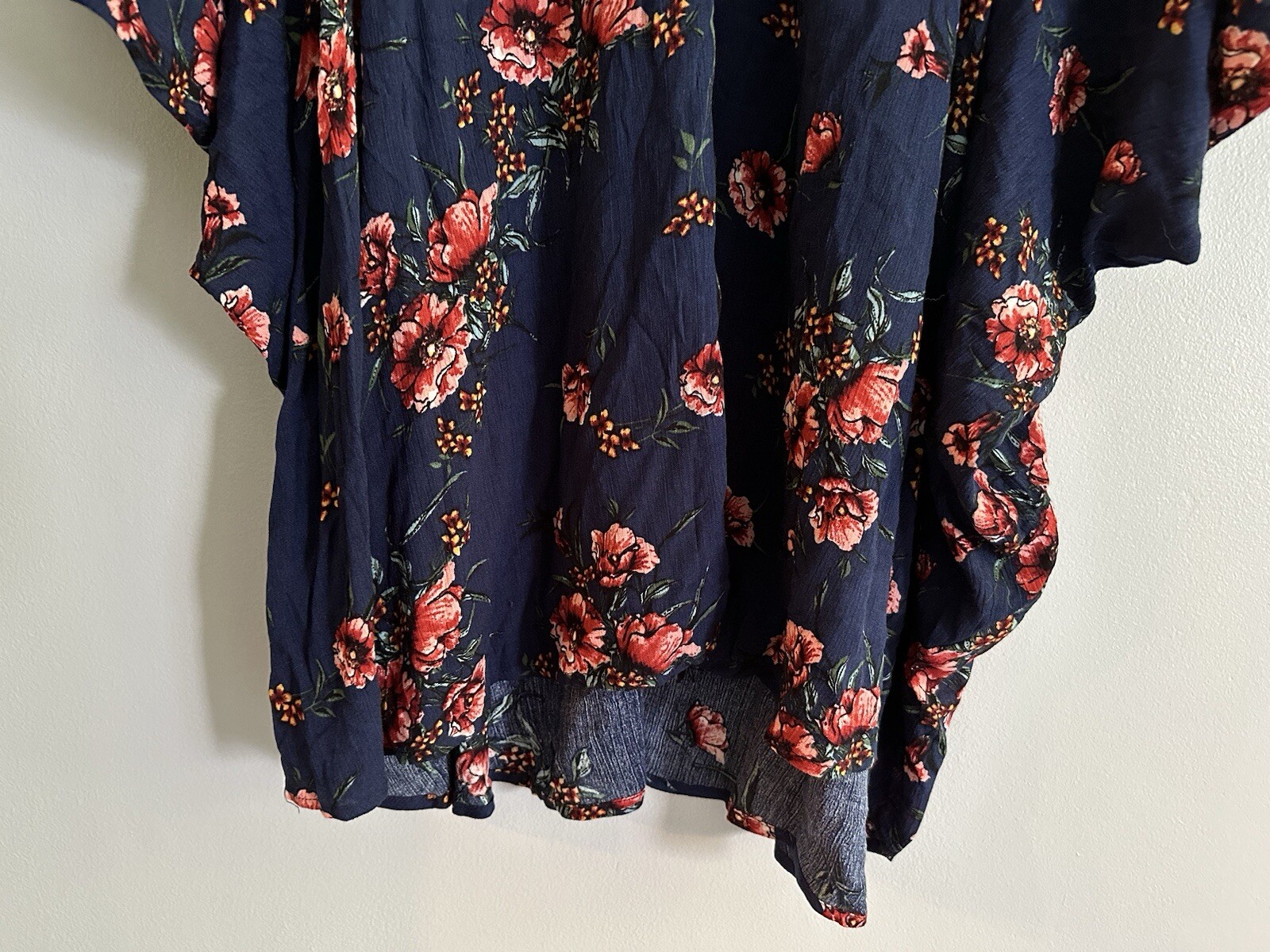 Umgee Boho Floral Dress Batwing Sleeves Women’s Size M Peasant Style Hi Low Hem