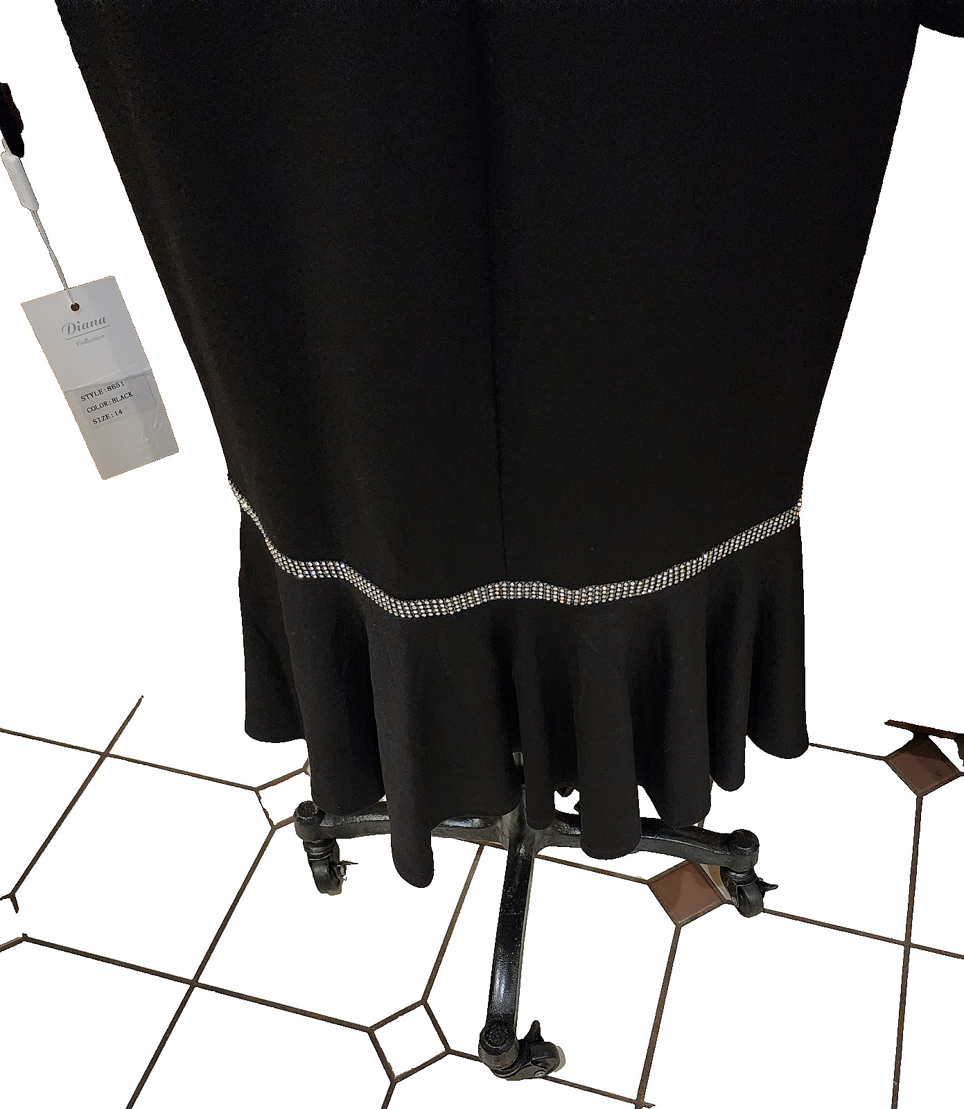 black Diana Rhinestone Dress Size 14