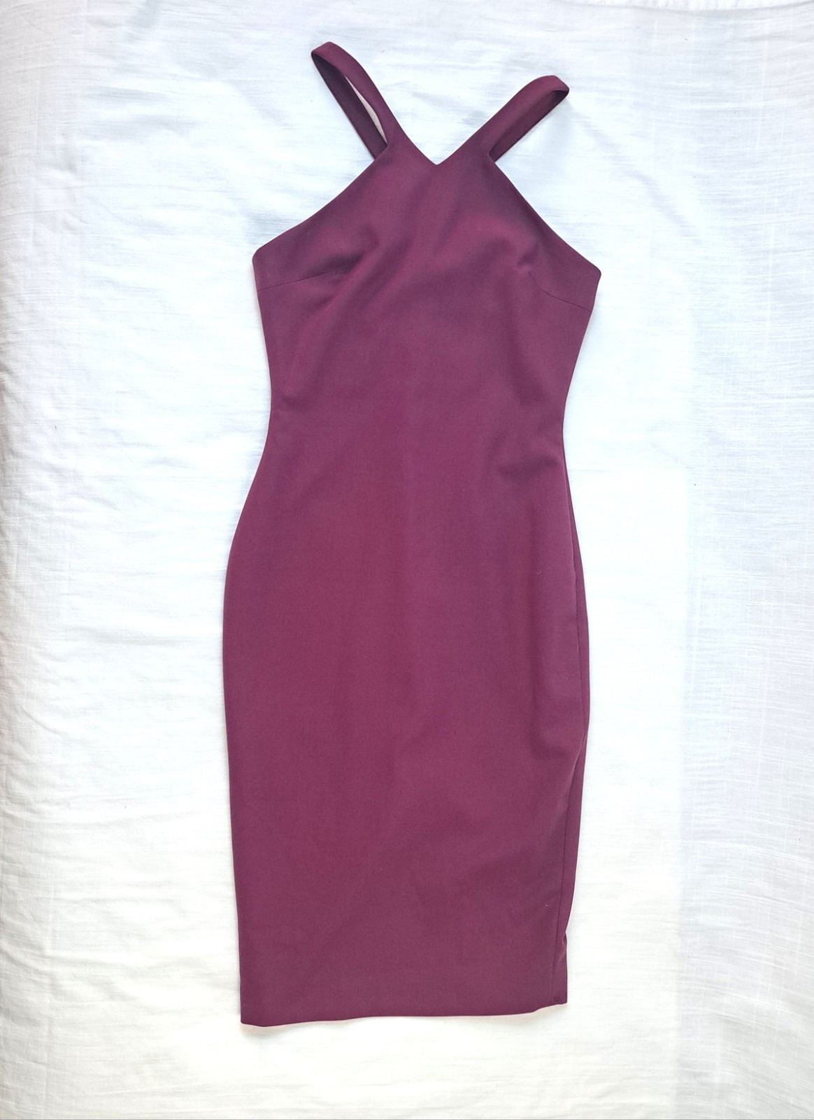 Elizabeth and James Womens Burgundy Bodycon Lined Strappy Dress UK 8 US 6