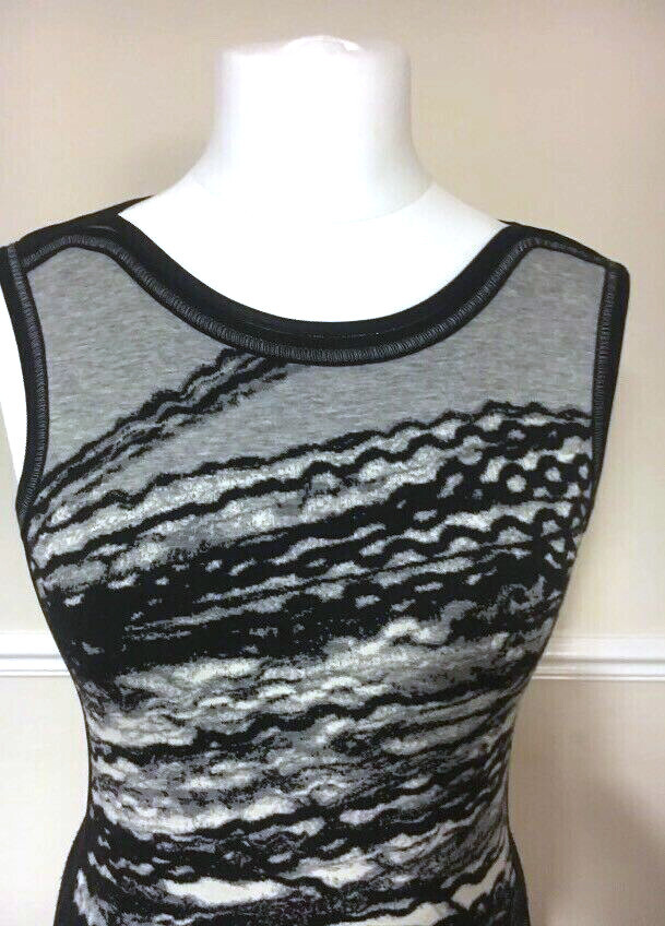 Dress Black Grey N2 Stripe Marc Cain Sports 36 Chains Wool Techno Wool Dress